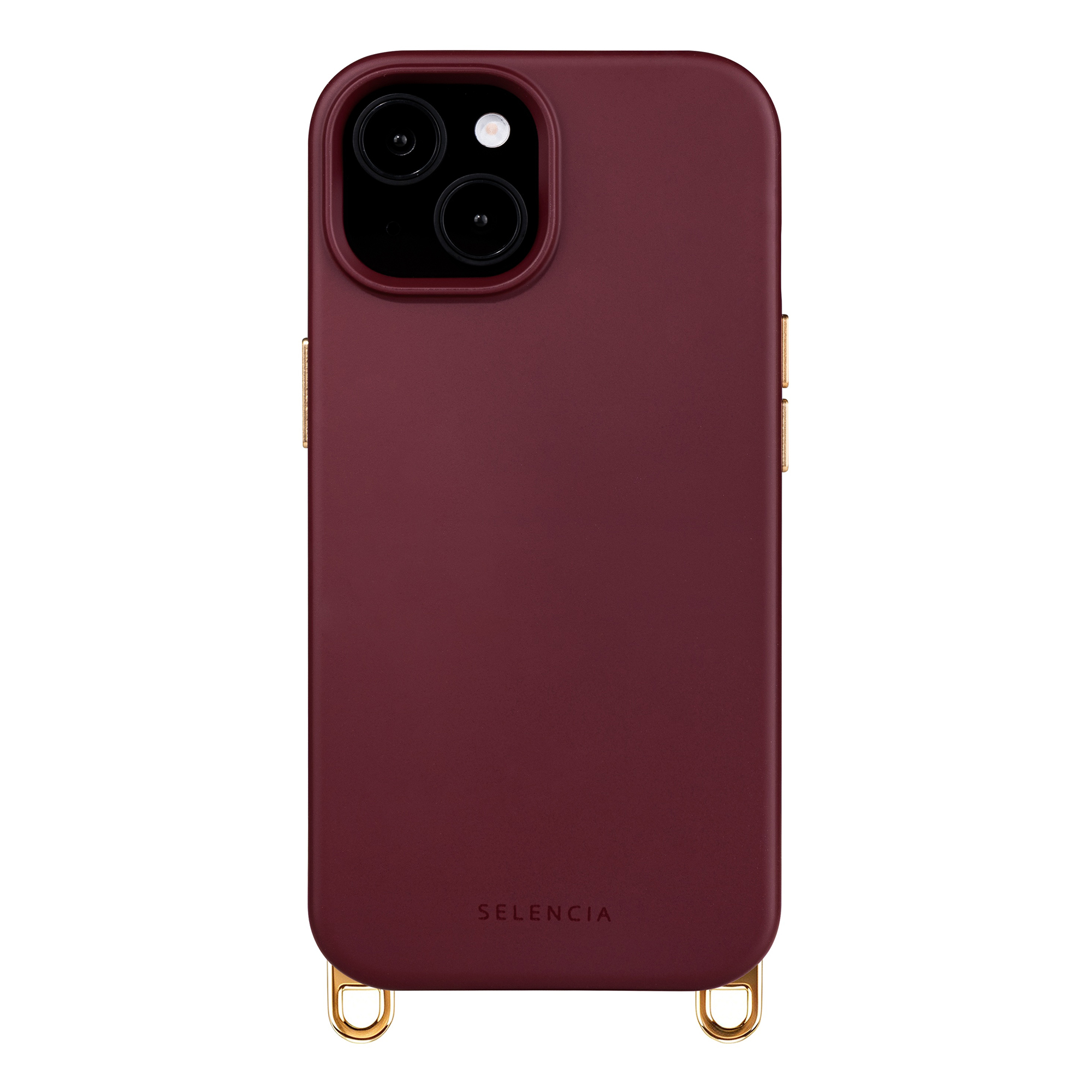 Selencia Rivièra MagSafe Backcover met afneembare haakjes voor de Apple iPhone 15 - Bold Burgundy