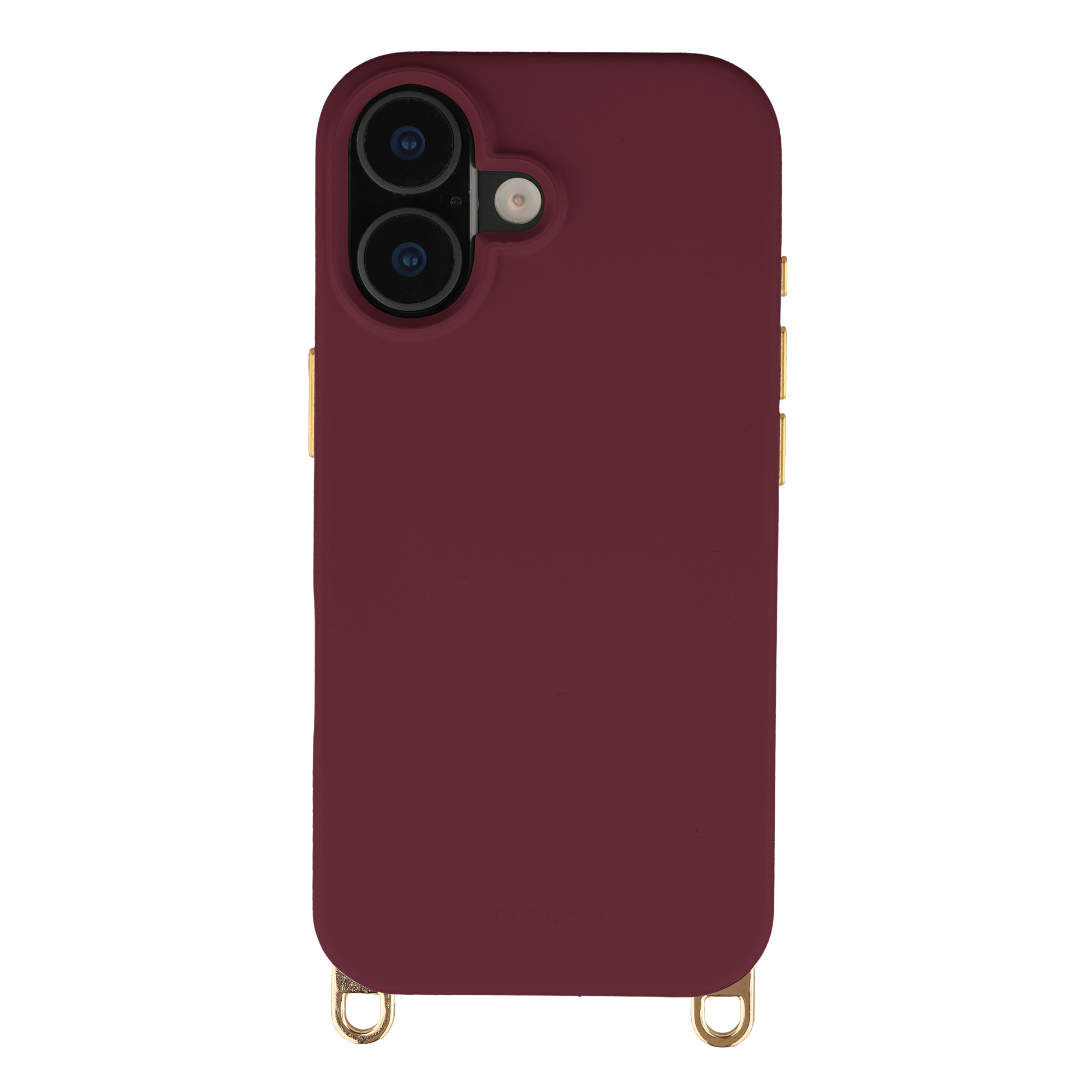 Selencia Rivièra MagSafe Backcover met afneembare haakjes voor de Apple iPhone 16 - Bold Burgundy