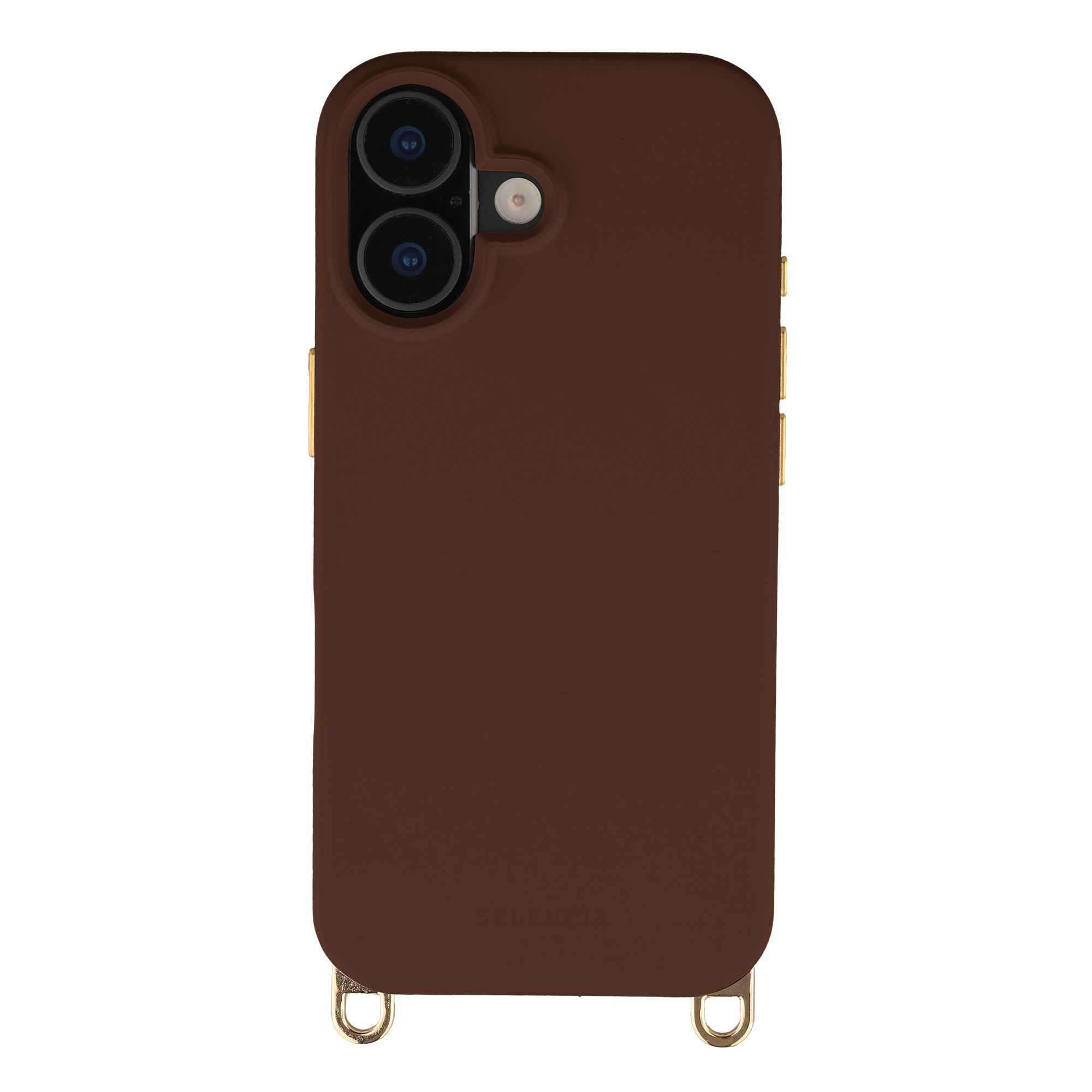Selencia Rivièra MagSafe Backcover met afneembare haakjes voor de Apple iPhone 16 - Choco Brown