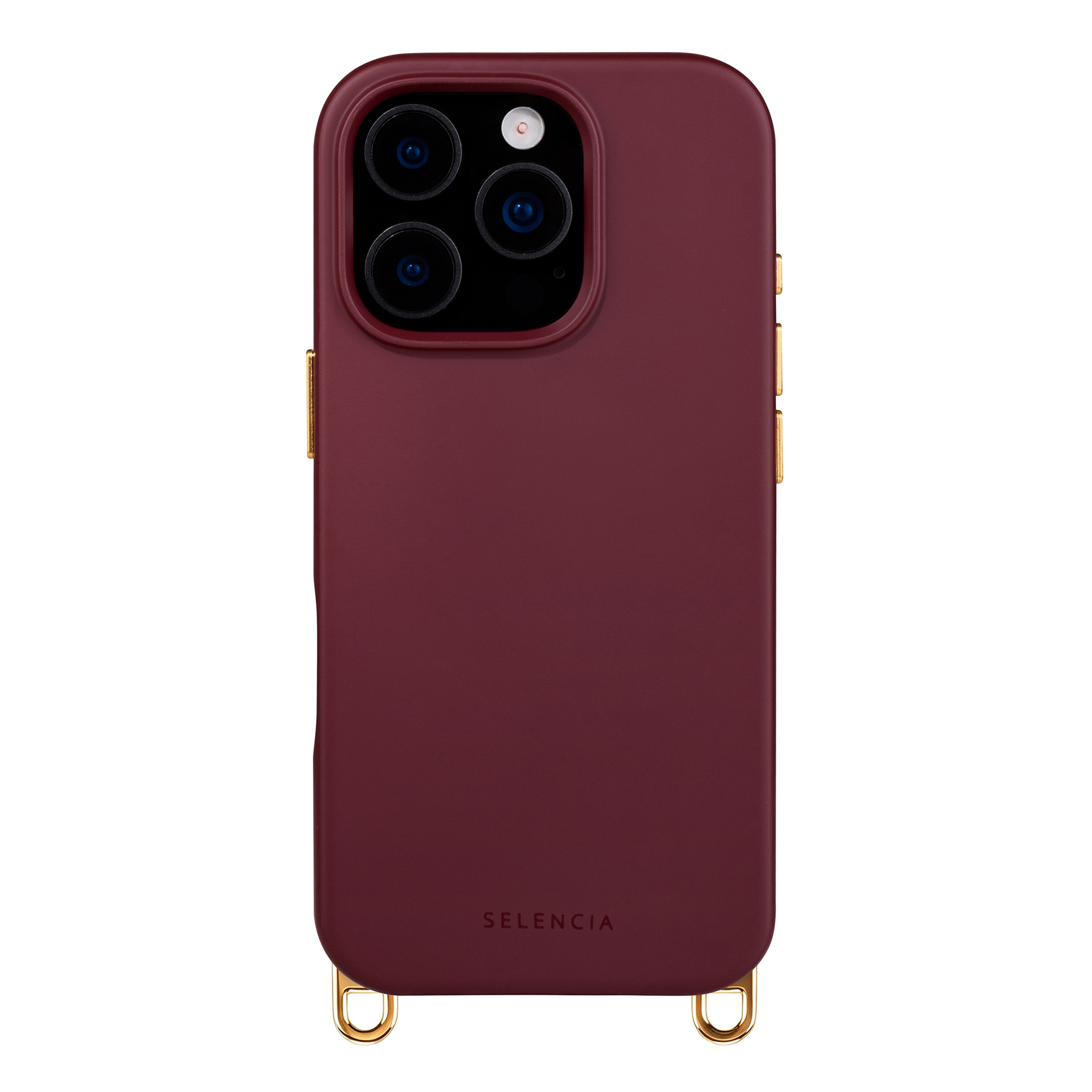 Selencia Rivièra MagSafe Backcover met afneembare haakjes voor de Apple iPhone 16 Pro - Bold Burgundy
