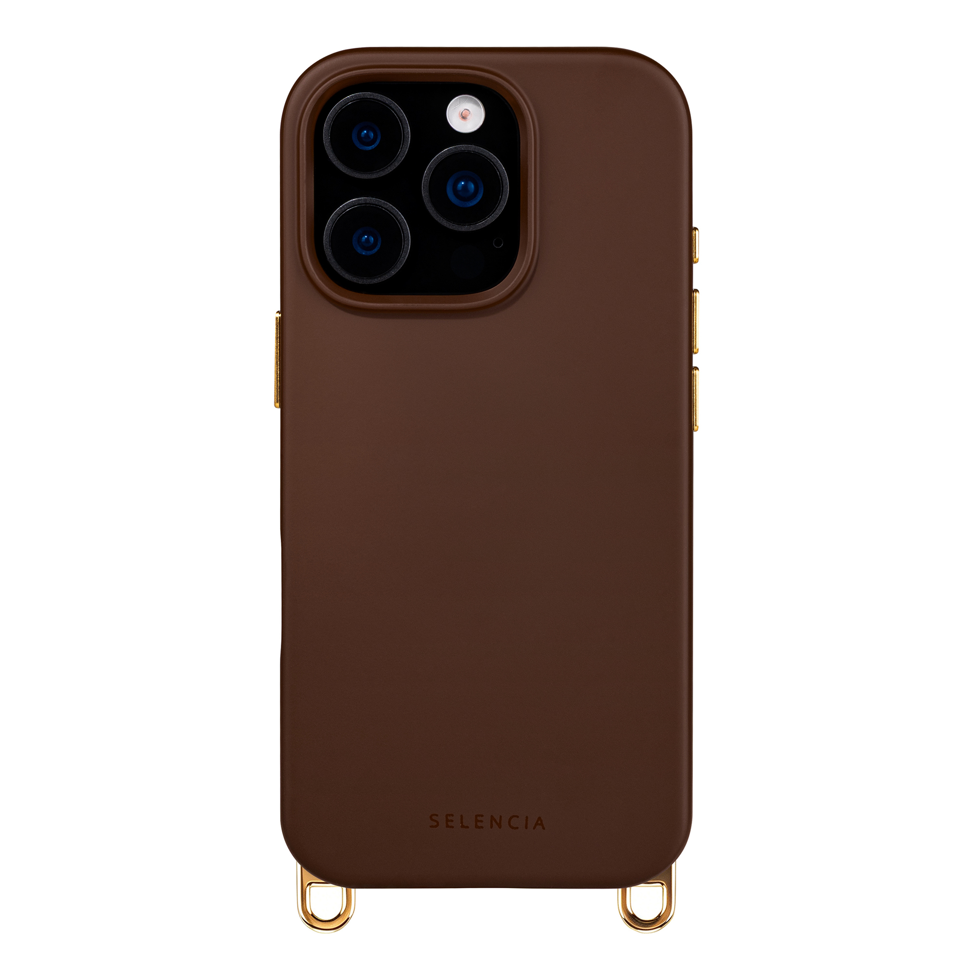 Selencia Rivièra MagSafe Backcover met afneembare haakjes voor de Apple iPhone 16 Pro - Choco Brown