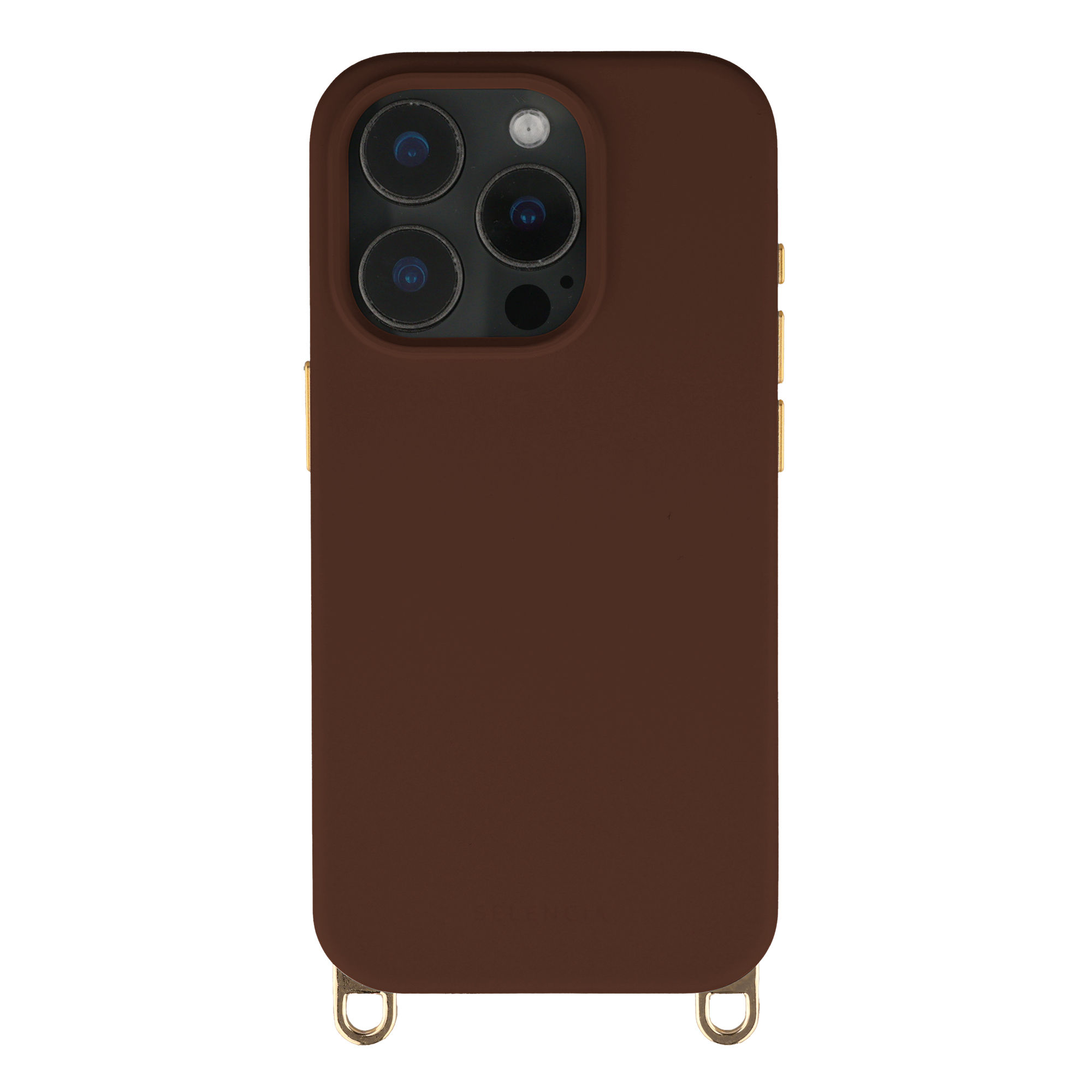 Selencia Rivièra MagSafe Backcover met afneembare haakjes voor de Apple iPhone 15 Pro - Choco Brown