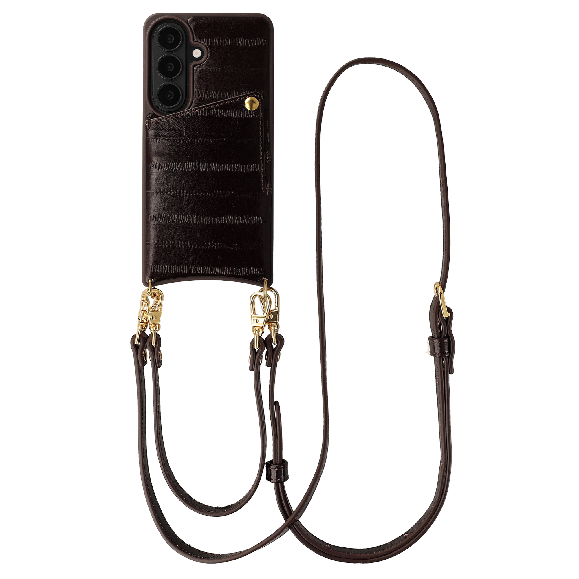 Selencia Nova coque arrière en cuir véritable avec porte-cartes Samsung Galaxy S26 - Dark Chocolate