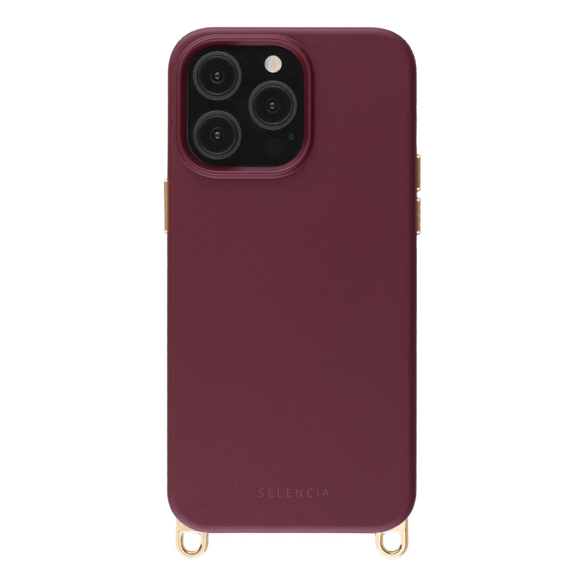 Selencia Rivièra MagSafe Backcover met afneembare haakjes voor de Apple iPhone 14 Pro - Bold Burgundy