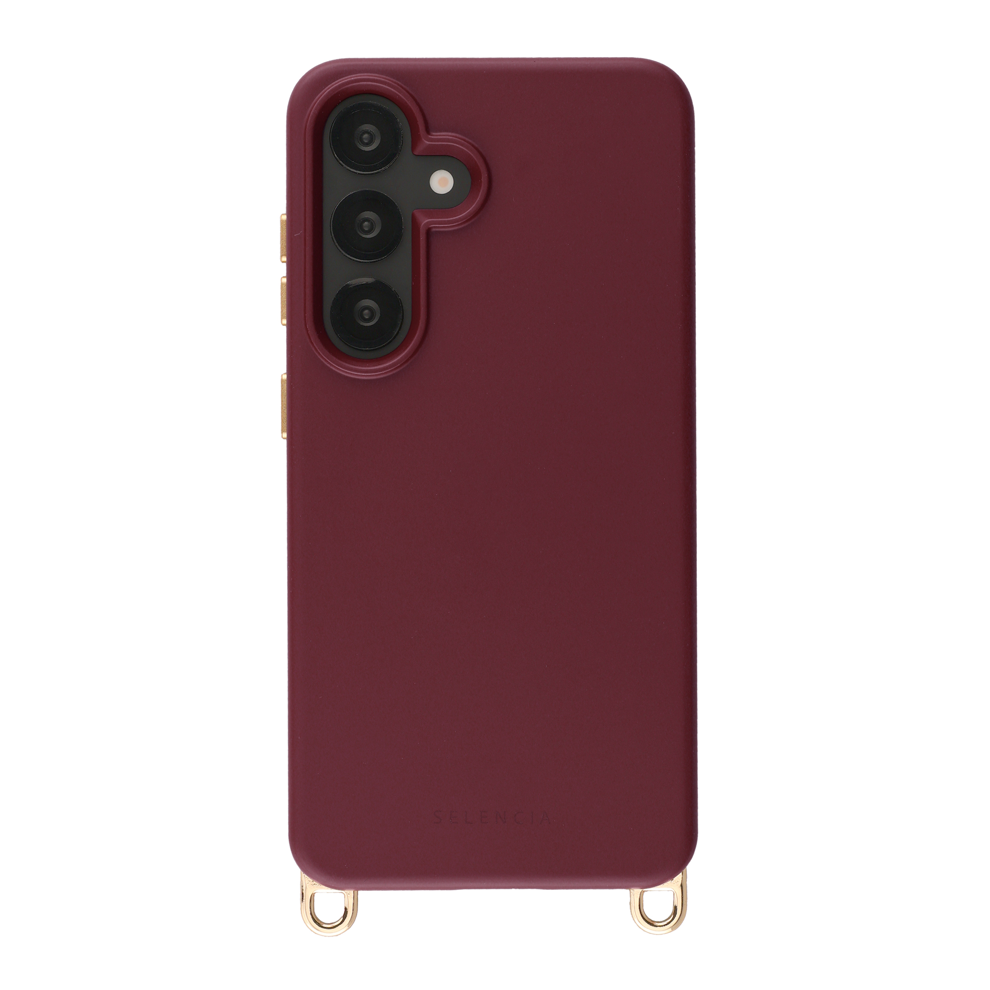 Selencia Rivièra MagSafe Backcover met afneembare haakjes voor de Samsung Galaxy S25 / S24 - Bold Burgundy