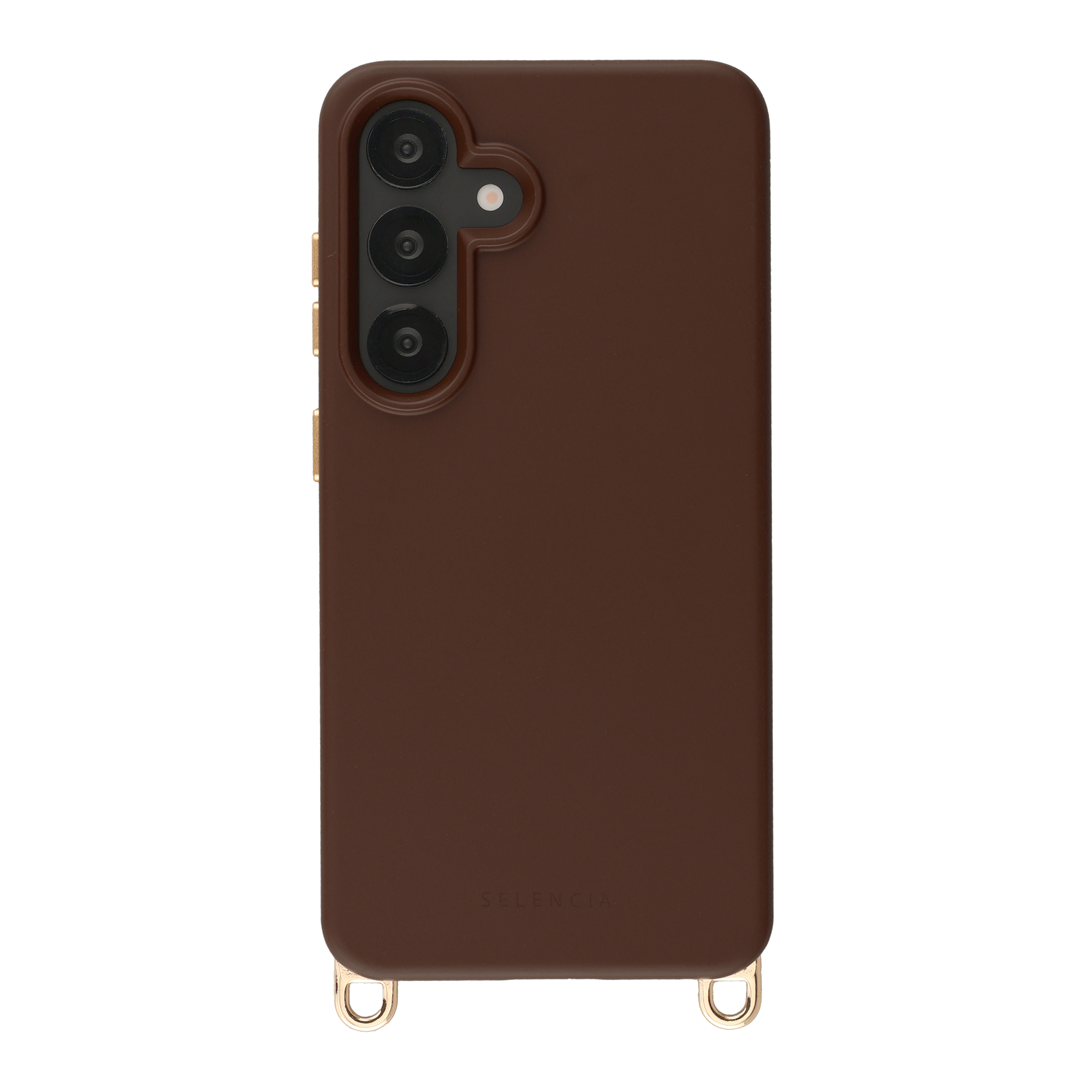 Selencia Rivièra MagSafe Backcover met afneembare haakjes voor de Samsung Galaxy S25 / S24 - Choco Brown