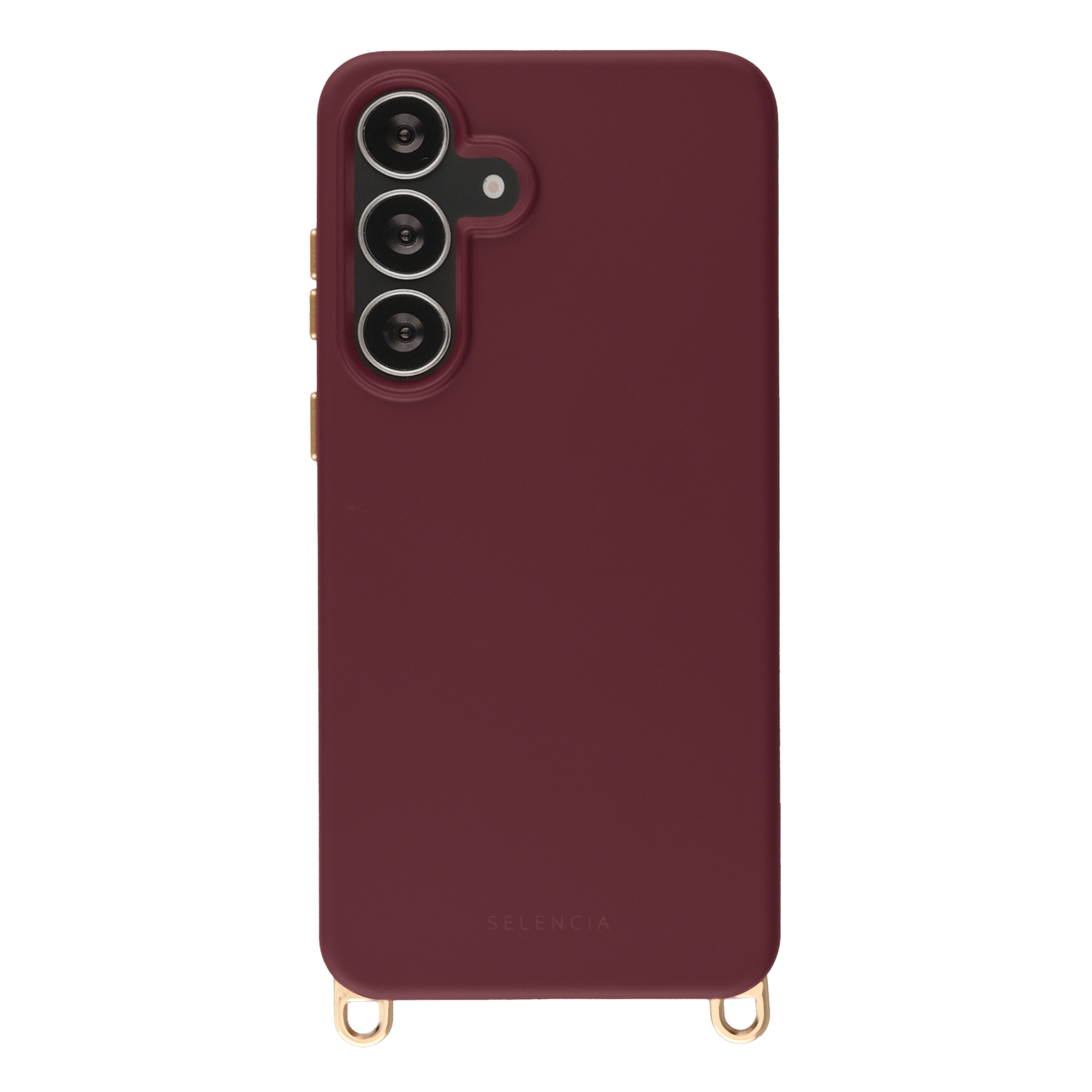 Selencia Rivièra MagSafe Backcover met afneembare haakjes voor de Samsung Galaxy S25 FE - Bold Burgundy