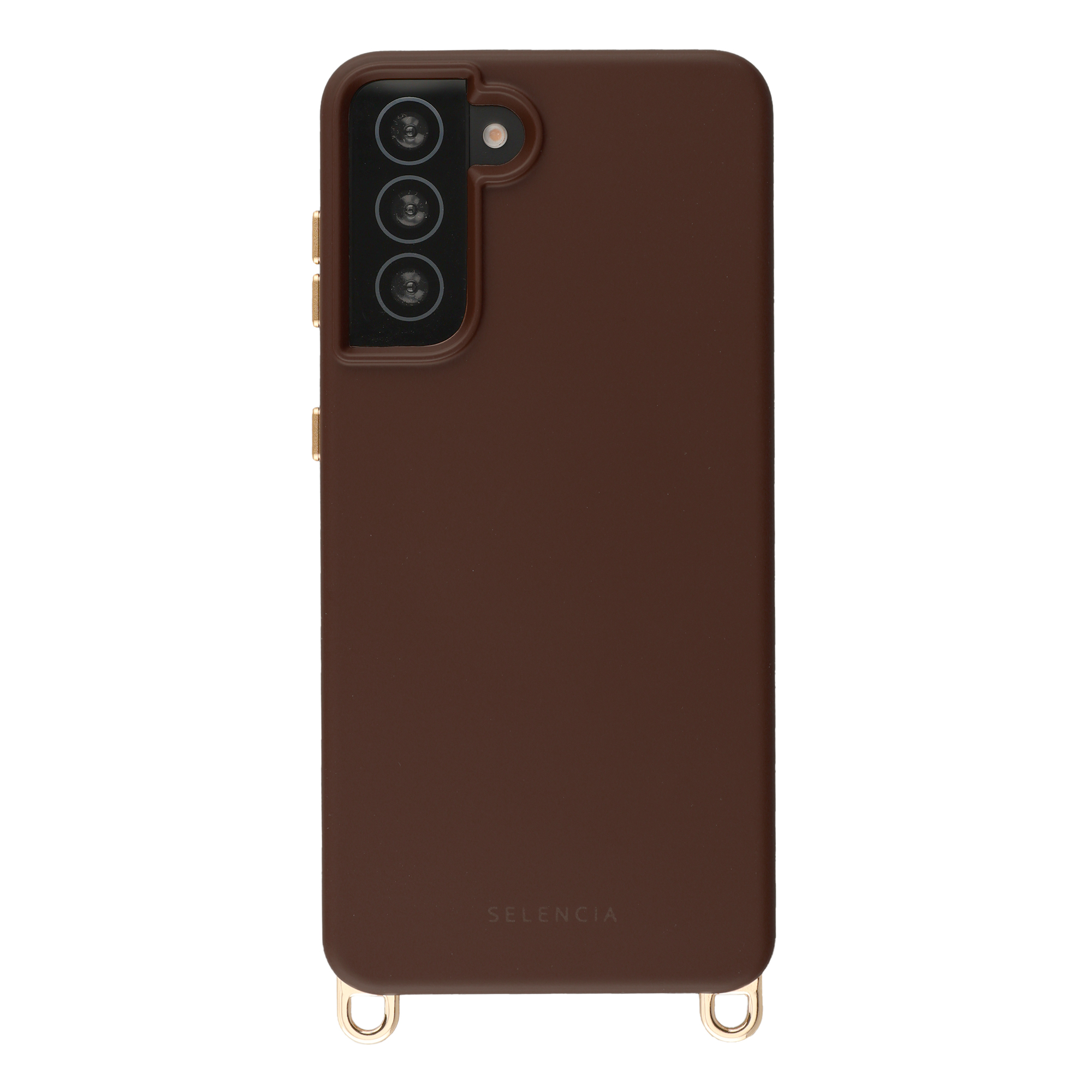 Selencia Rivièra MagSafe Backcover met afneembare haakjes voor de Samsung Galaxy S21 - Choco Brown
