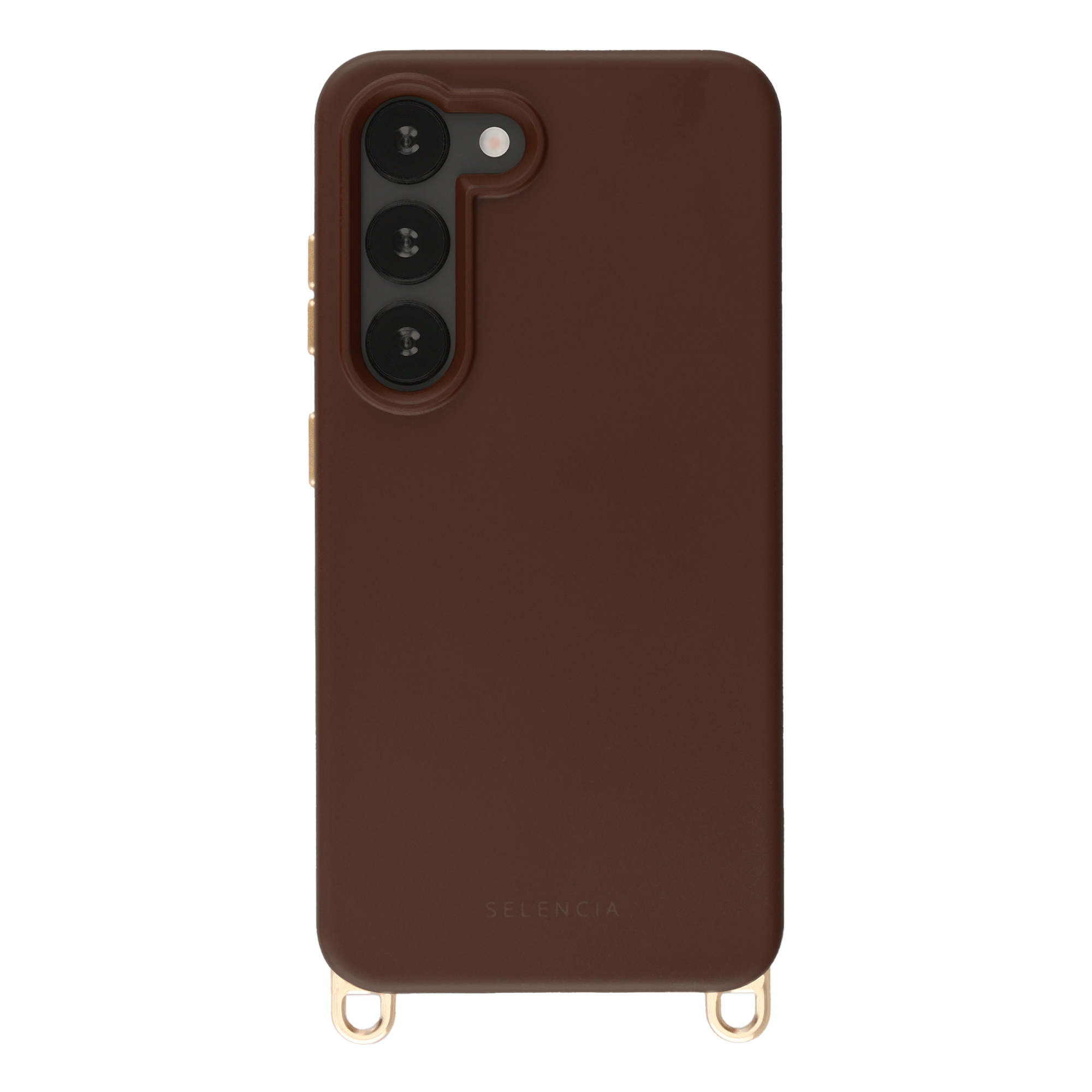 Selencia Hoesje - Geschikt voor Samsung Galaxy S23 - Rivièra Backcover met Magnetische Ring met afneembare haakjes - Choco Brown