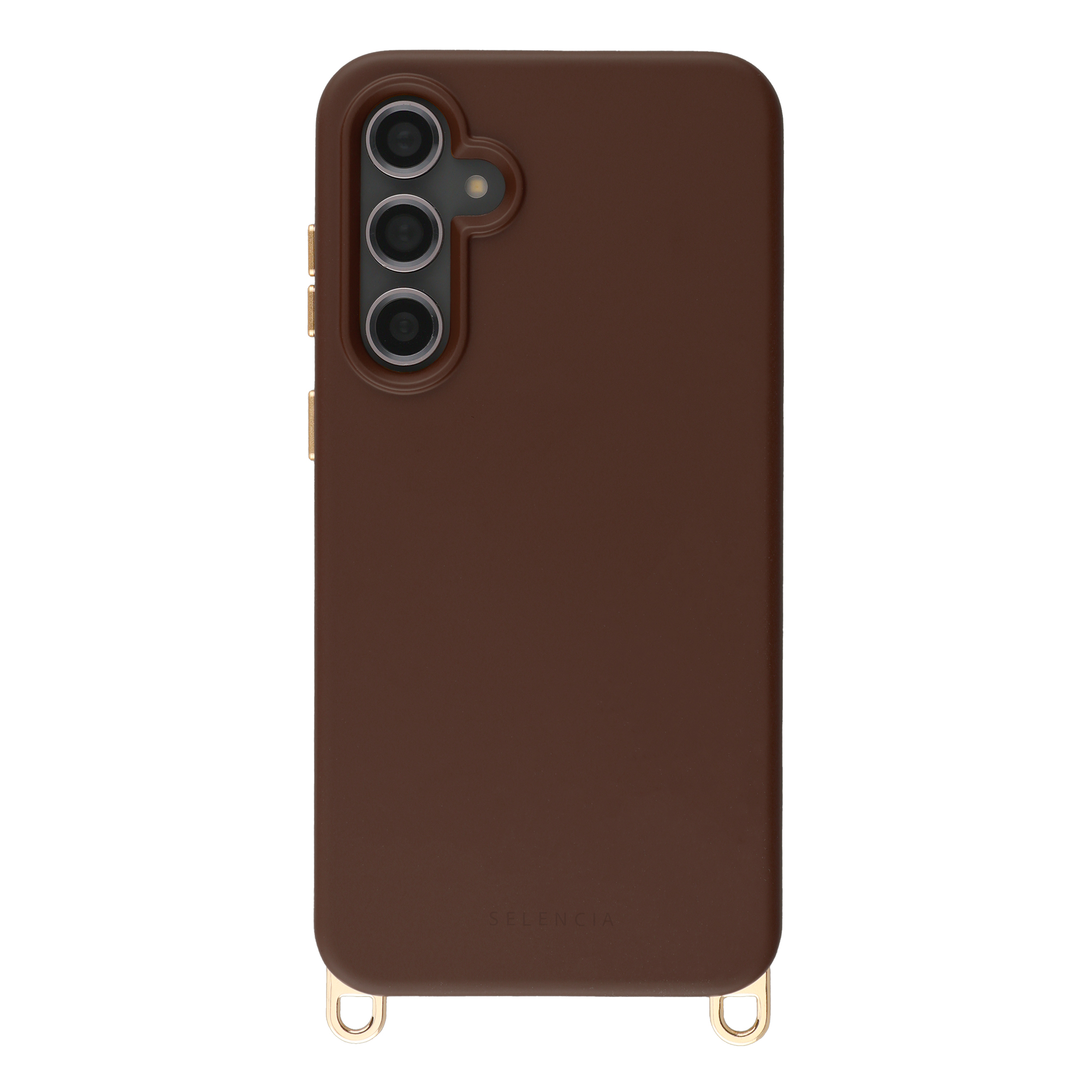 Selencia Rivièra MagSafe Backcover met afneembare haakjes voor de Samsung Galaxy S23 FE - Choco Brown