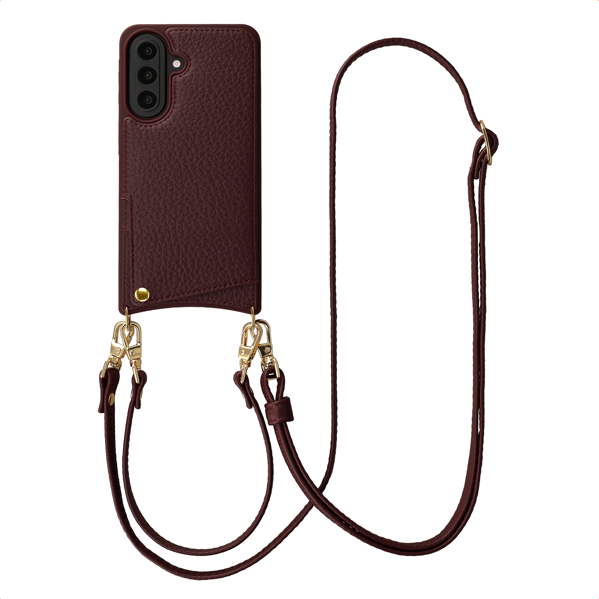 Selencia Nova Telefoonhoes met Koord en Pashouder voor de Samsung Galaxy A57 (5G) - Bold Burgundy