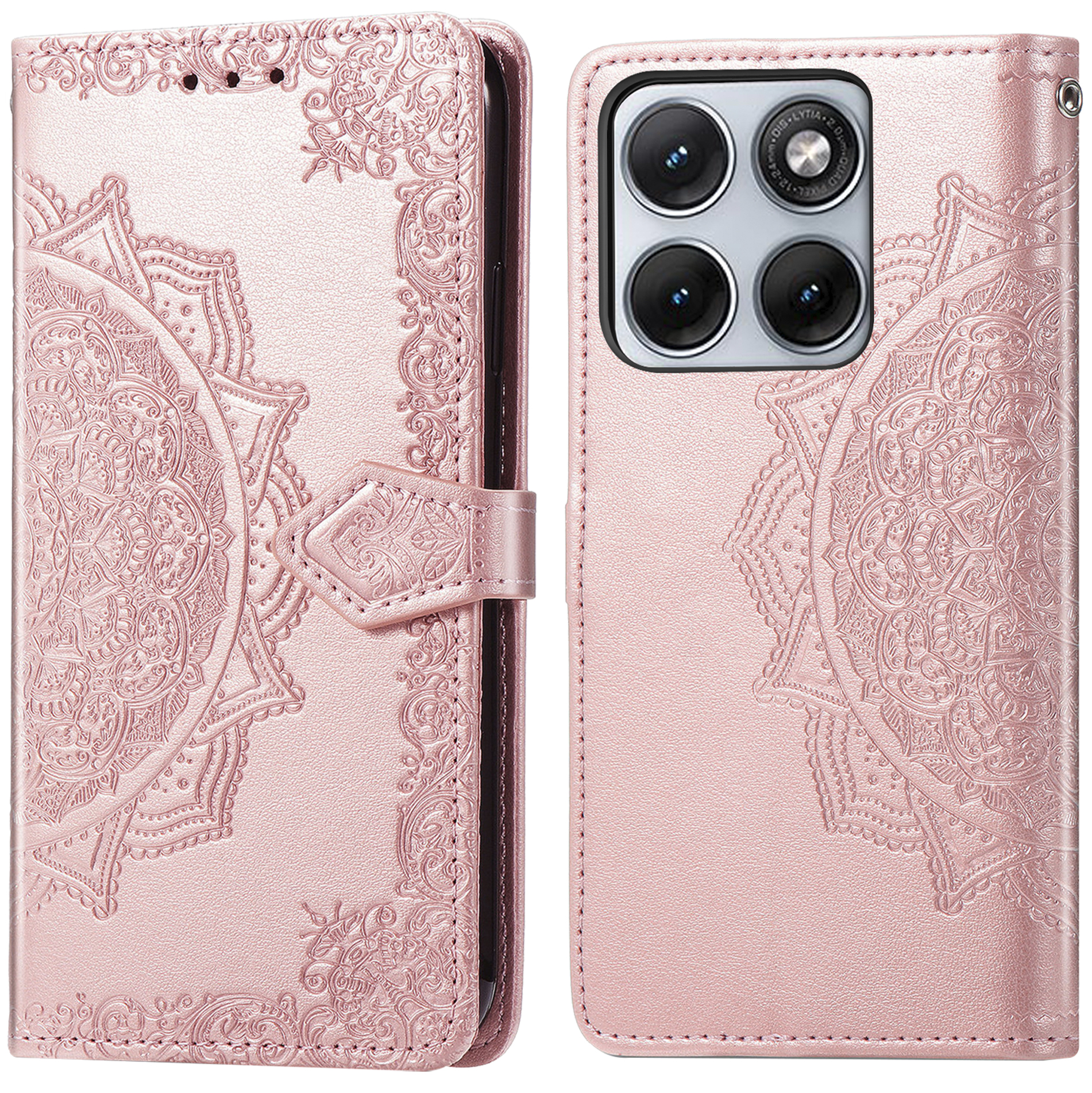 imoshion Mandala Bookcase voor de Motorola Edge 70 Fusion - Rose Gold