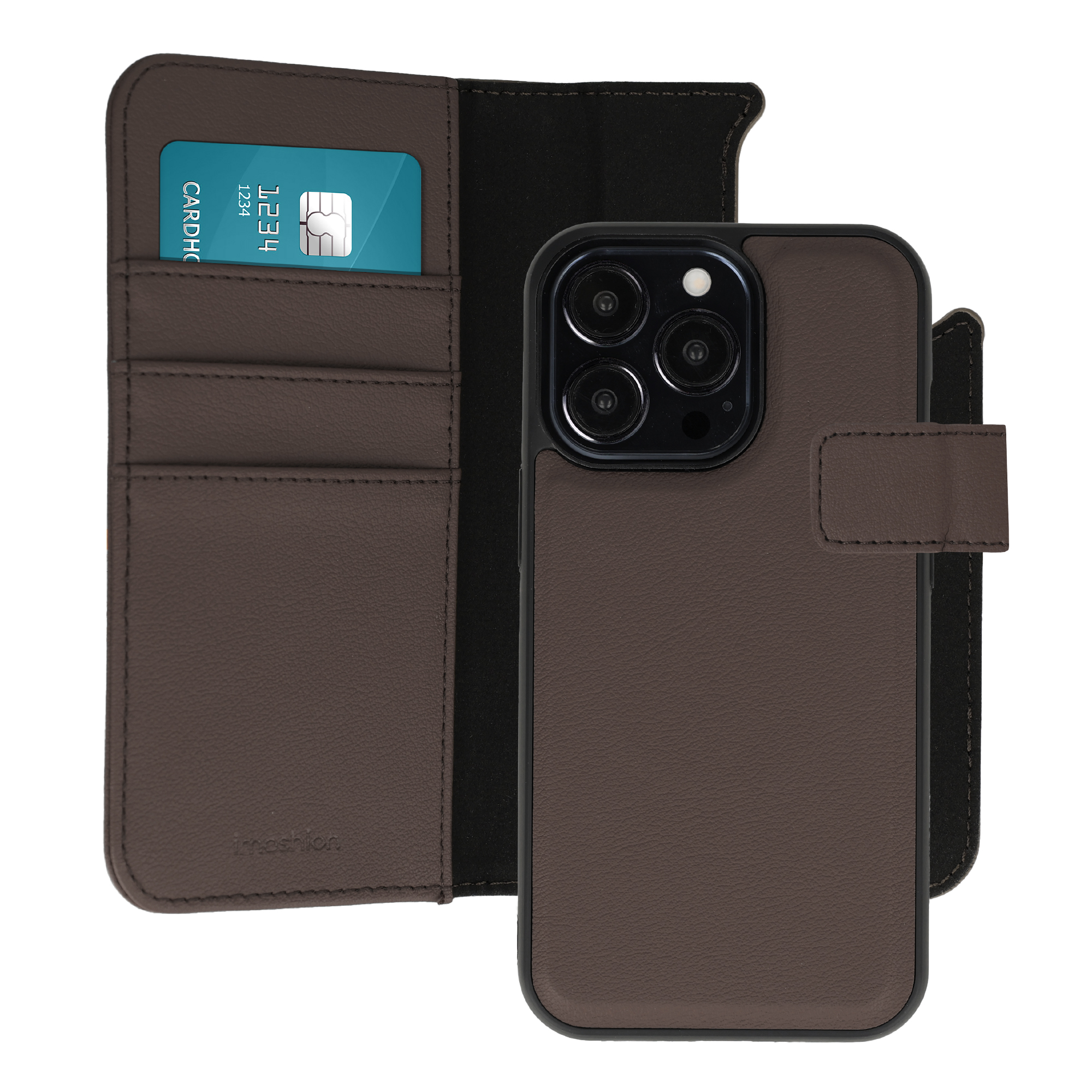 imoshion Étui portefeuille luxe 2-en-1 amovible Apple iPhone 13 Pro - Marron