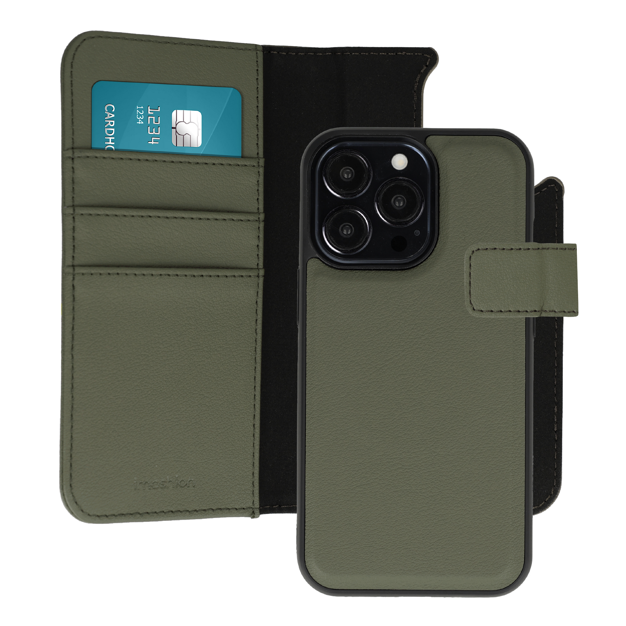 imoshion Étui portefeuille luxe 2-en-1 amovible Apple iPhone 13 Pro - Vert