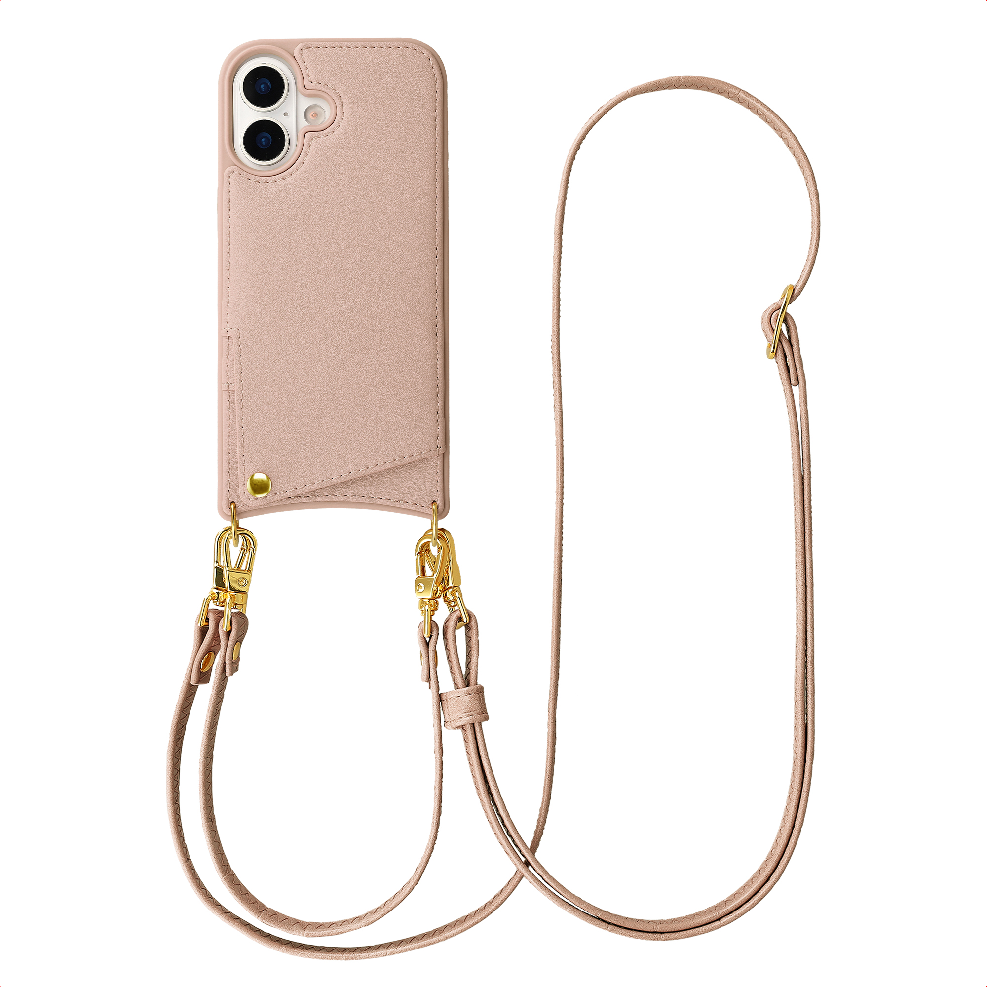 Selencia Nova Telefoonhoes met Koord en Pashouder voor de Apple iPhone 17 - Dusty Rose