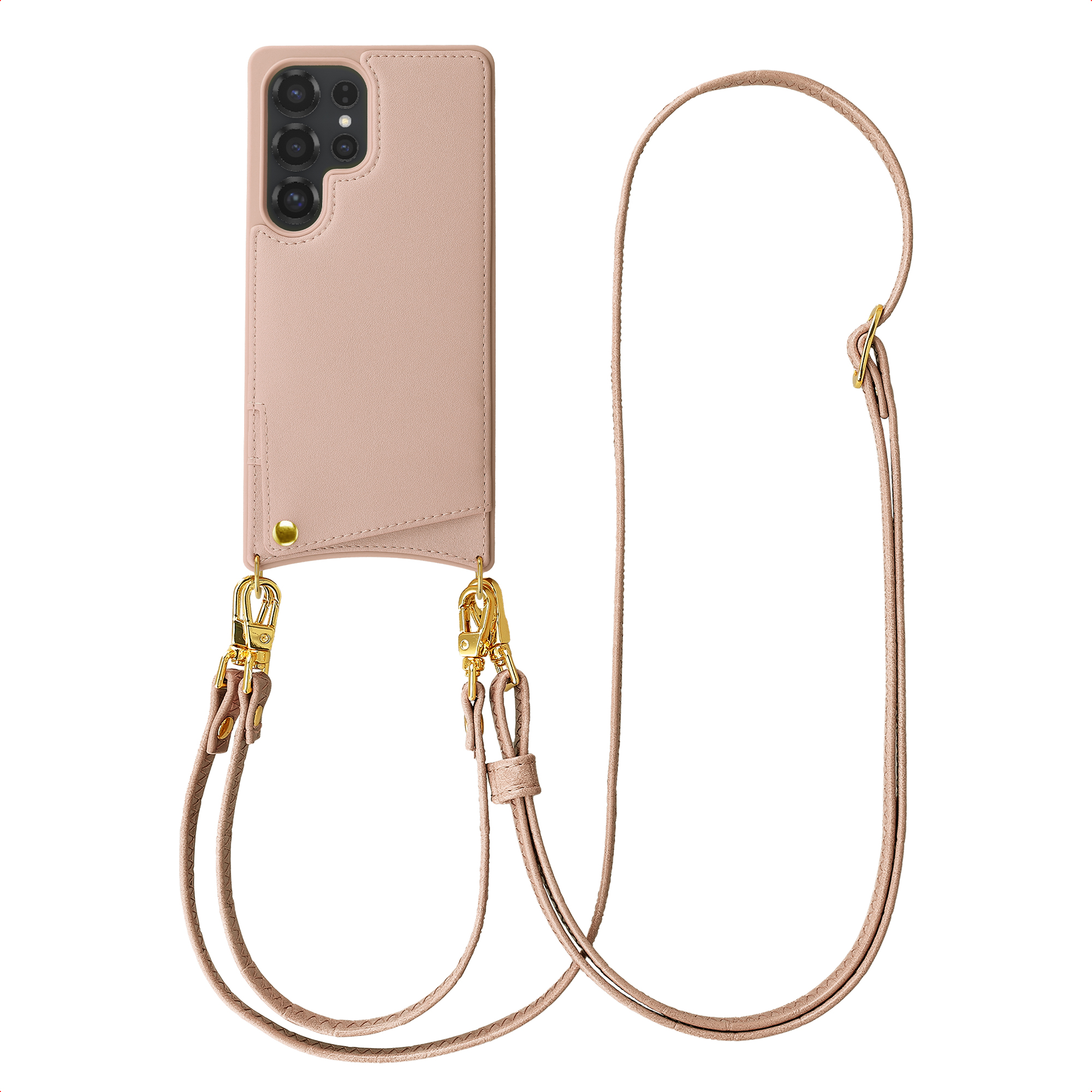 Selencia Nova Telefoonhoes met Koord en Pashouder voor de Samsung Galaxy S25 Ultra - Dusty Rose