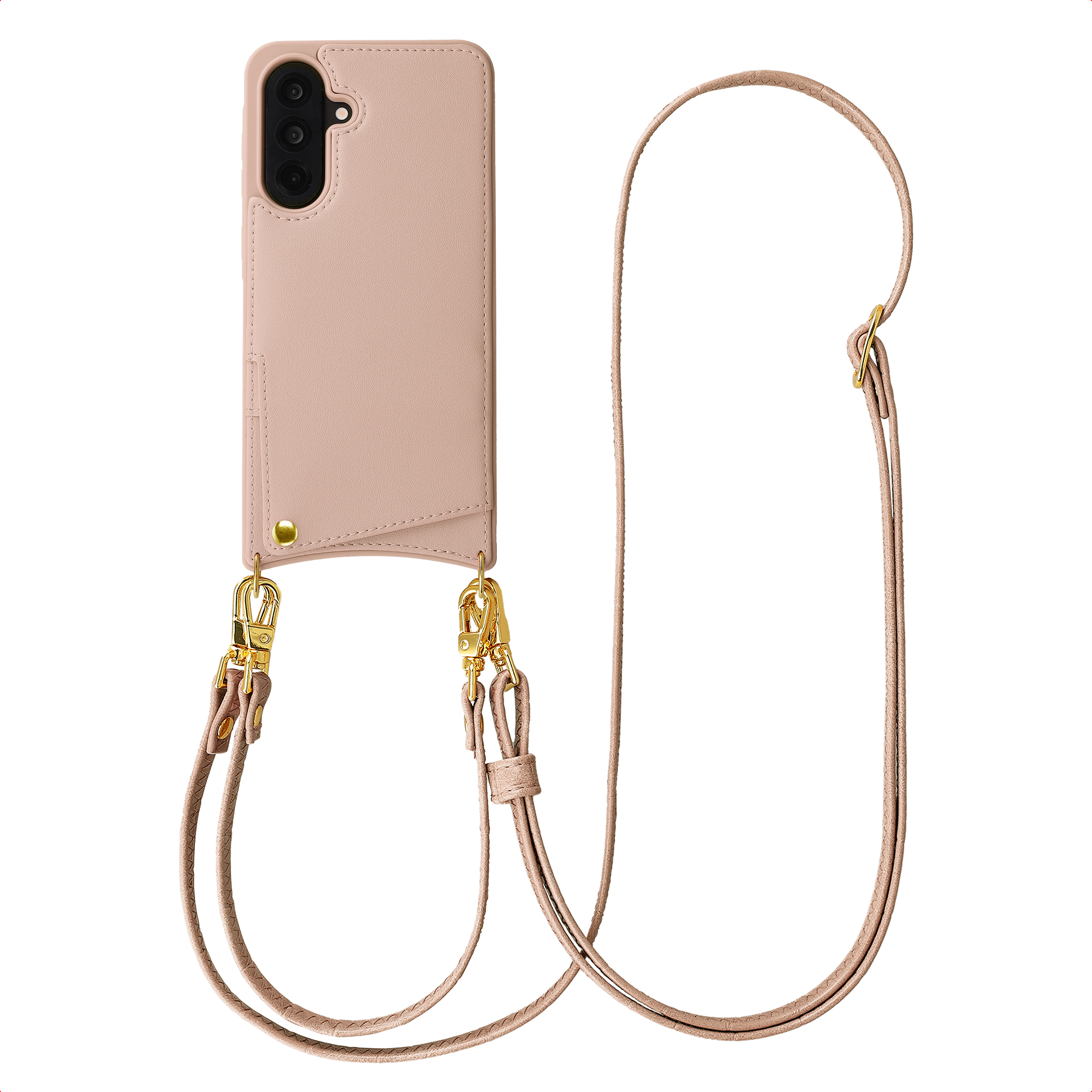 Selencia Nova Telefoonhoes met Koord en Pashouder voor de Samsung Galaxy A56 - Dusty Rose
