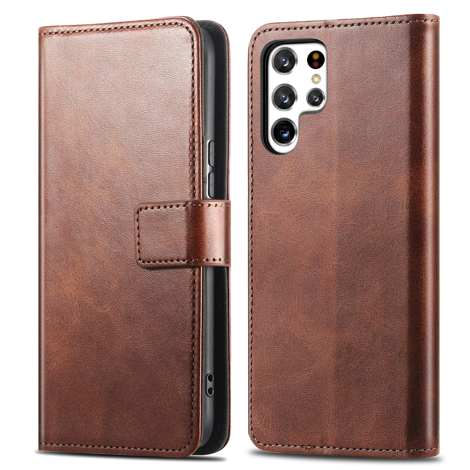 imoshion Luxe Bookcase voor de Samsung Galaxy S22 Ultra - Donkerbruin