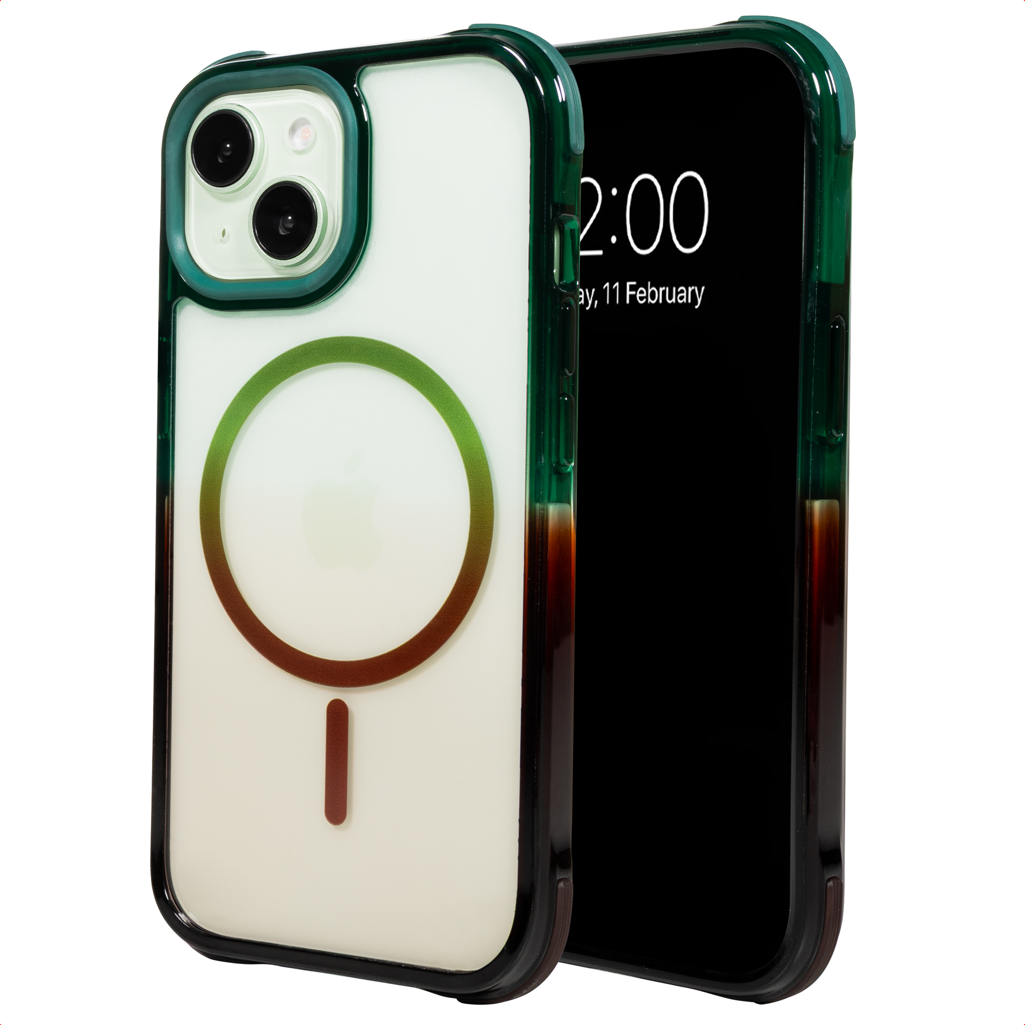 Selencia Coque arrière MagSafe Gradient Apple iPhone 15 - Vert / Brun