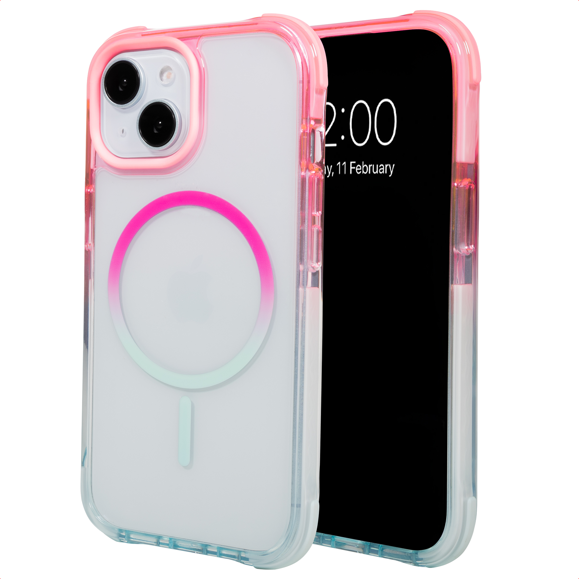Selencia Coque arrière MagSafe Gradient Apple iPhone 15 - Rose / Bleu