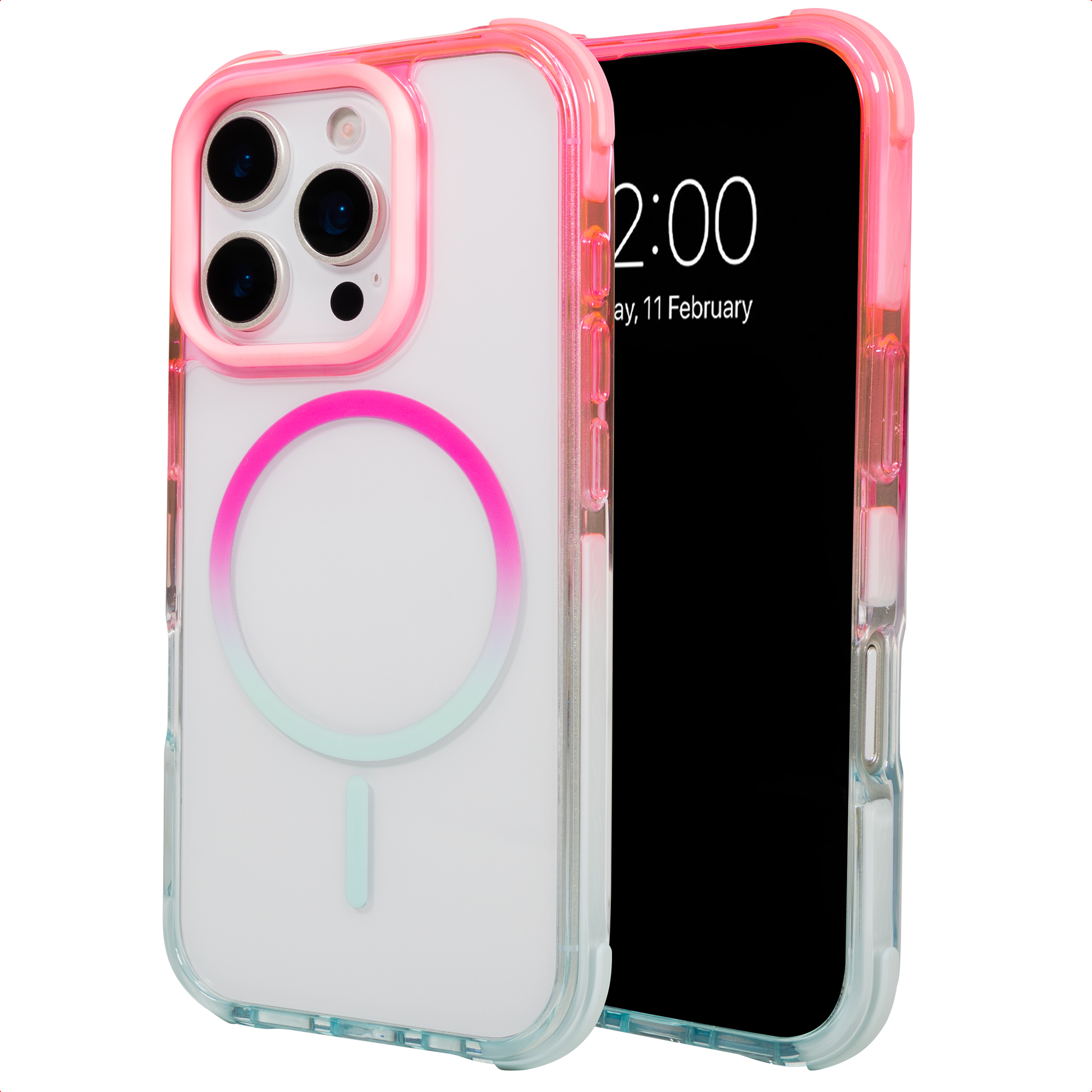 Selencia Coque arrière MagSafe Gradient Apple iPhone 16 Pro - Rose / Bleu