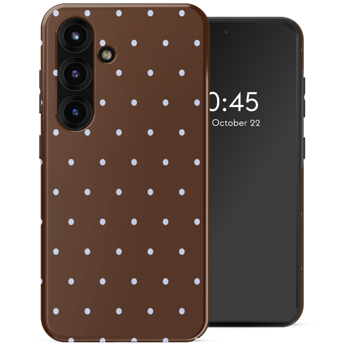 Selencia Vivid Backcover voor de Samsung Galaxy S25 - Happy Dots Chocolate