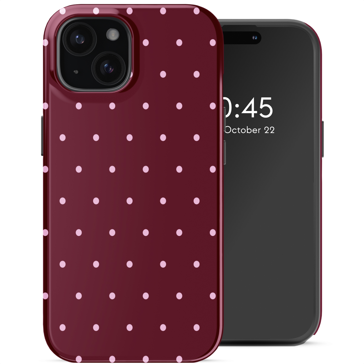 Selencia Vivid Backcover met MagSafe voor de Apple iPhone 15 - Happy Dots Burgundy
