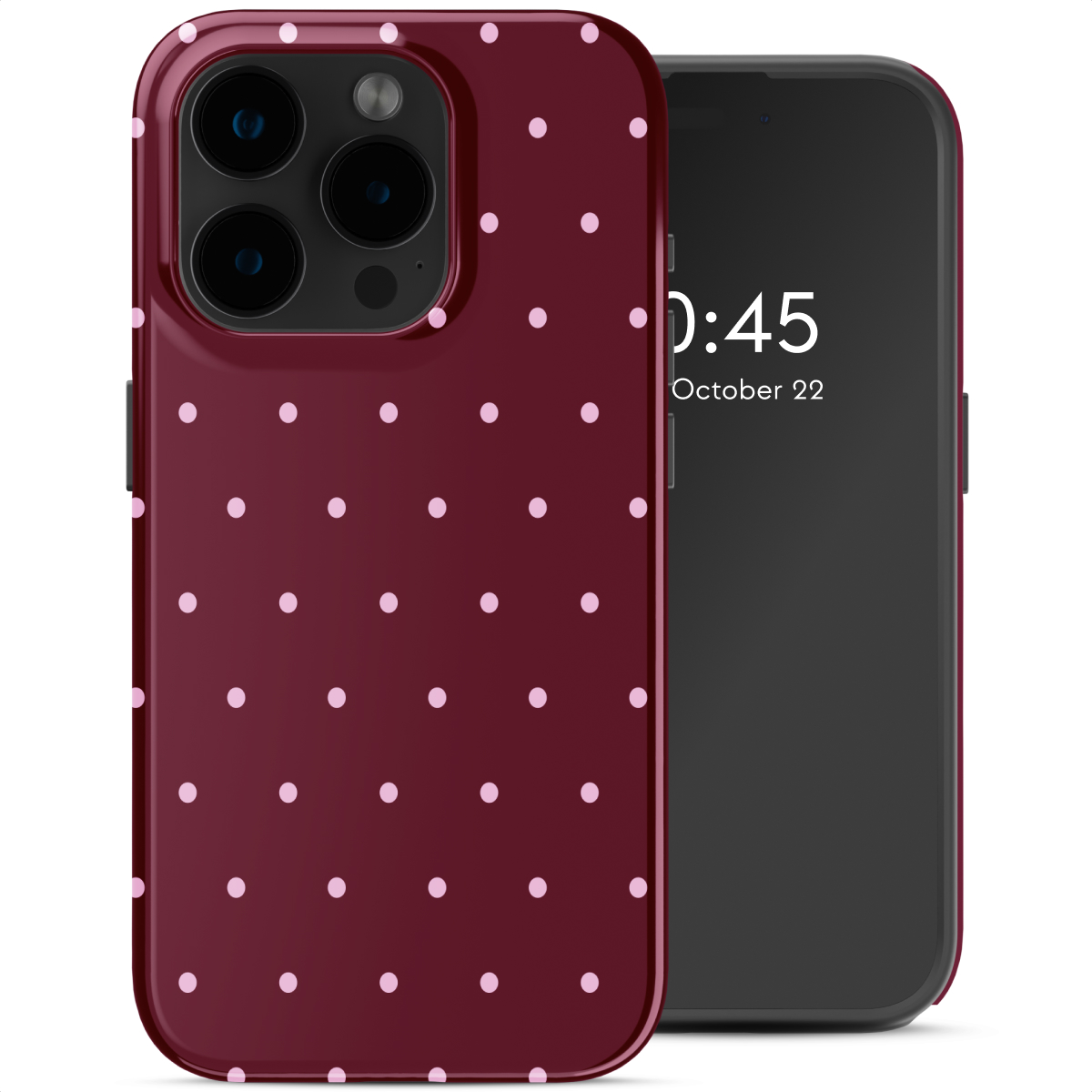 Selencia Vivid Backcover voor de Apple iPhone 15 Pro - Happy Dots Burgundy