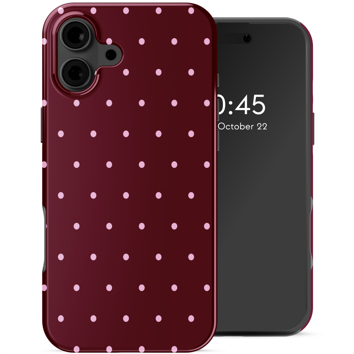Selencia Vivid Backcover voor de Apple iPhone 16 - Happy Dots Burgundy