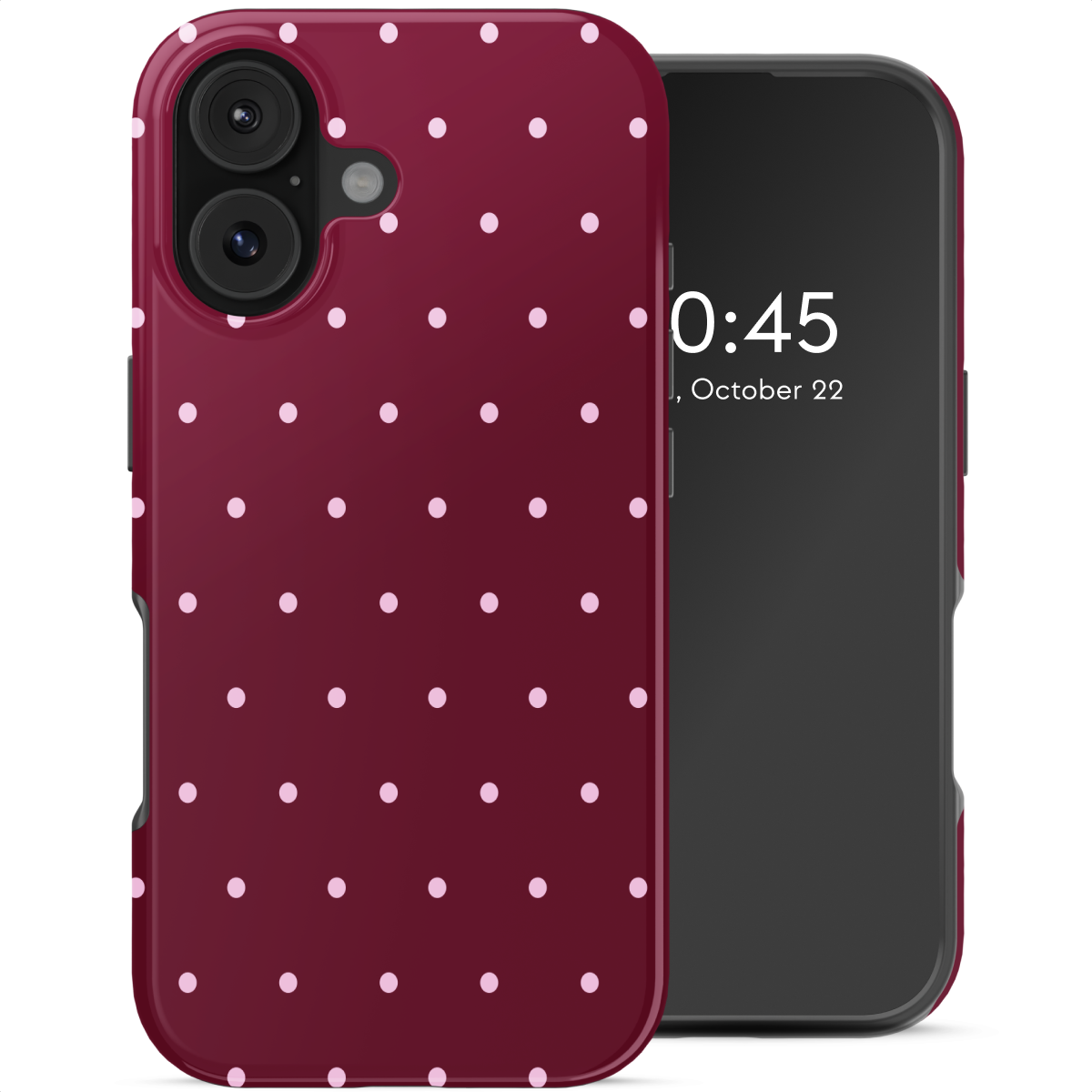 Selencia Vivid Backcover met MagSafe voor de Apple iPhone 16 - Happy Dots Burgundy