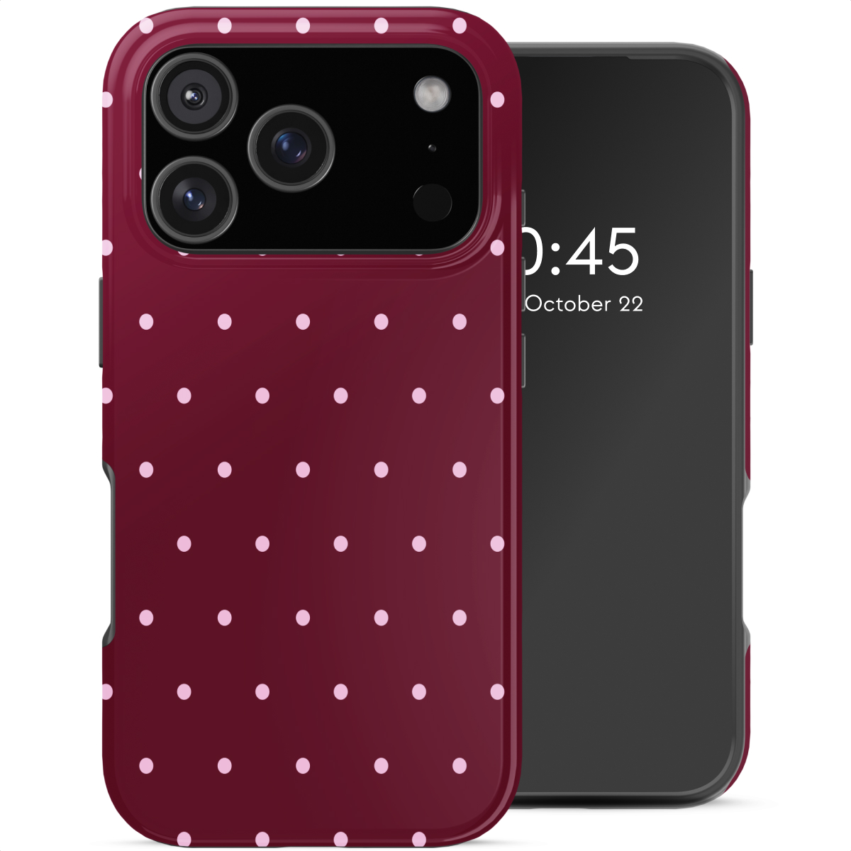 Selencia Vivid Backcover met MagSafe voor de Apple iPhone 17 Pro - Happy Dots Burgundy