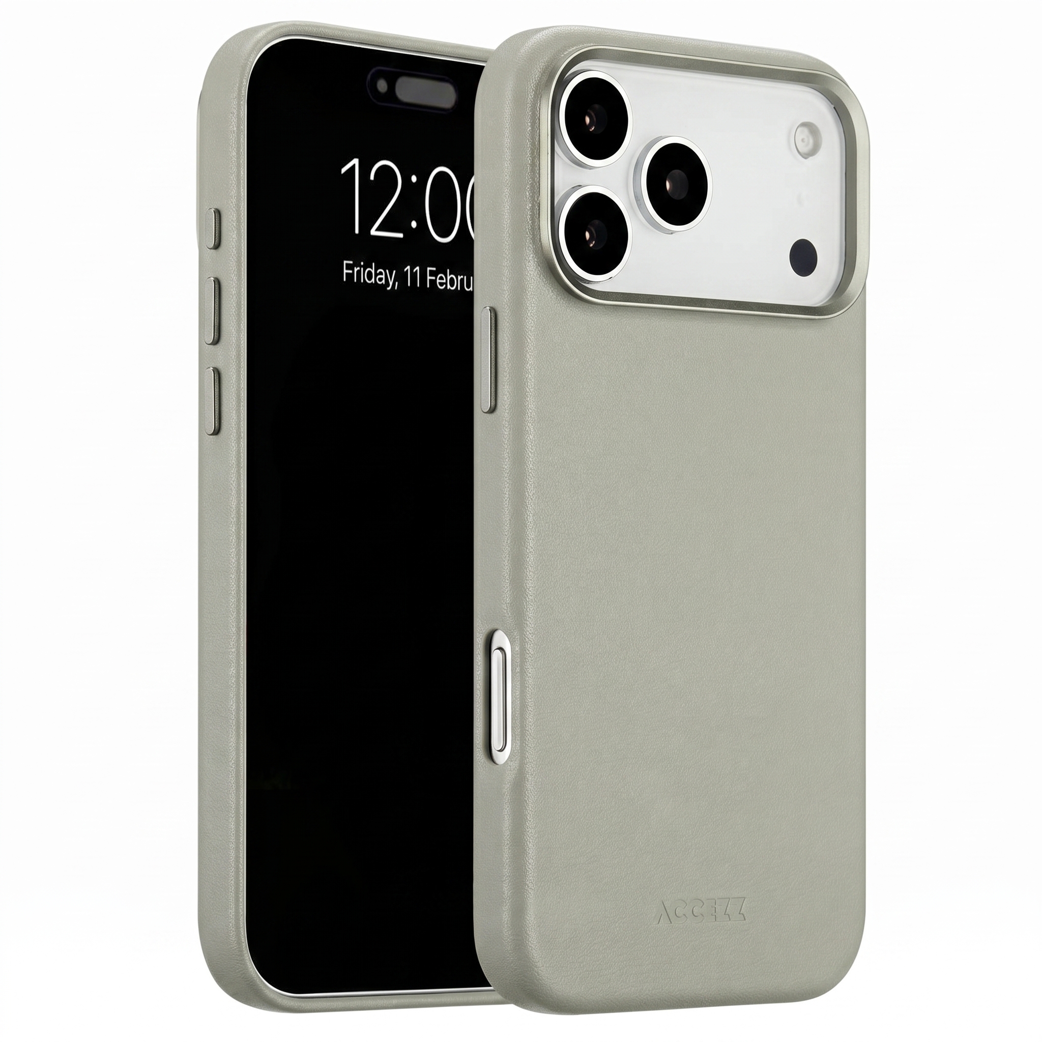 Accezz Hoesje - Geschikt voor iPhone 18 Pro Max / 17 Pro Max - geschikt voor MagSafe Leather Backcover - Light Grey