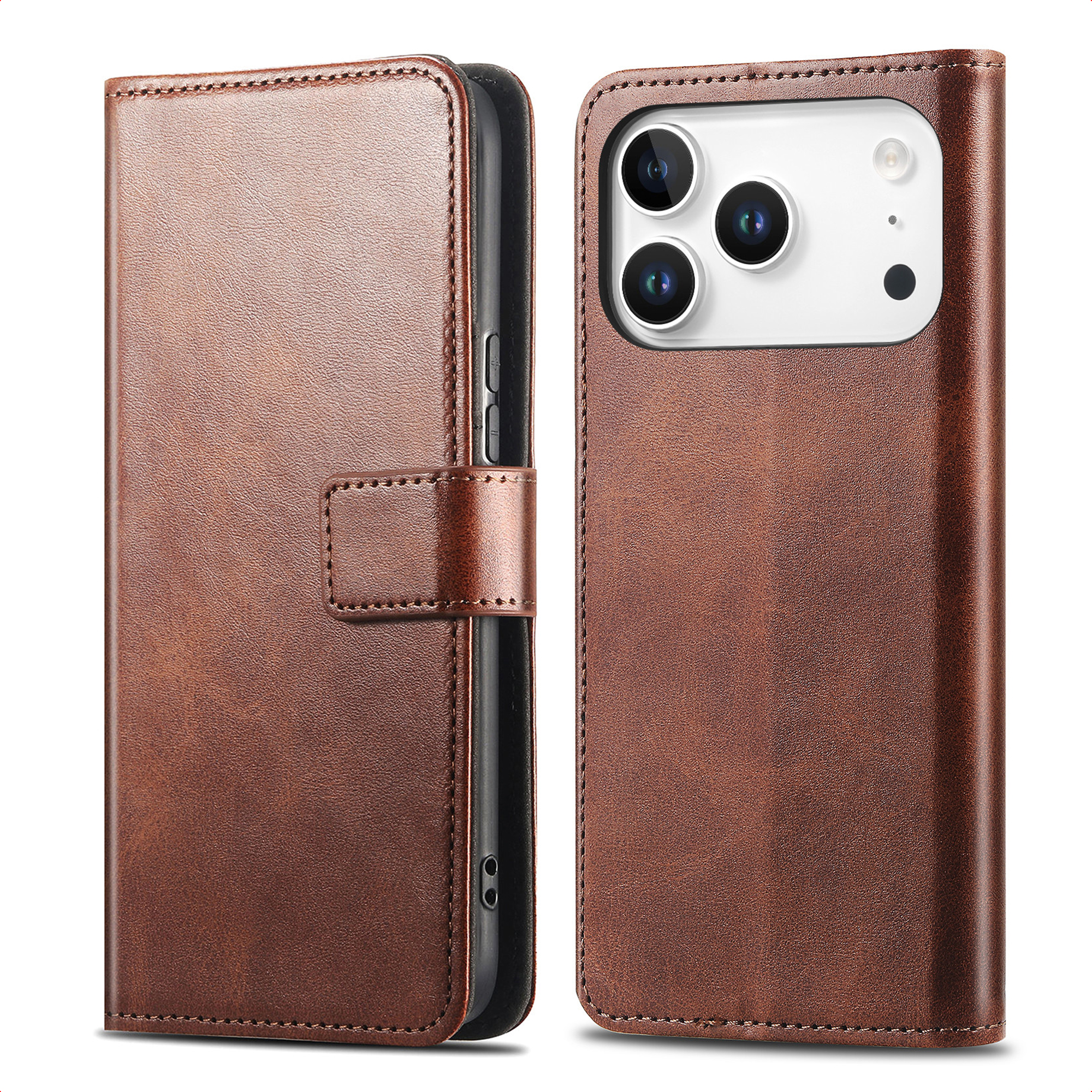 imoshion Hoesje - Geschikt voor Apple iPhone 18 Pro Max / 17 Pro Max - Luxe Bookcase - Donkerbruin