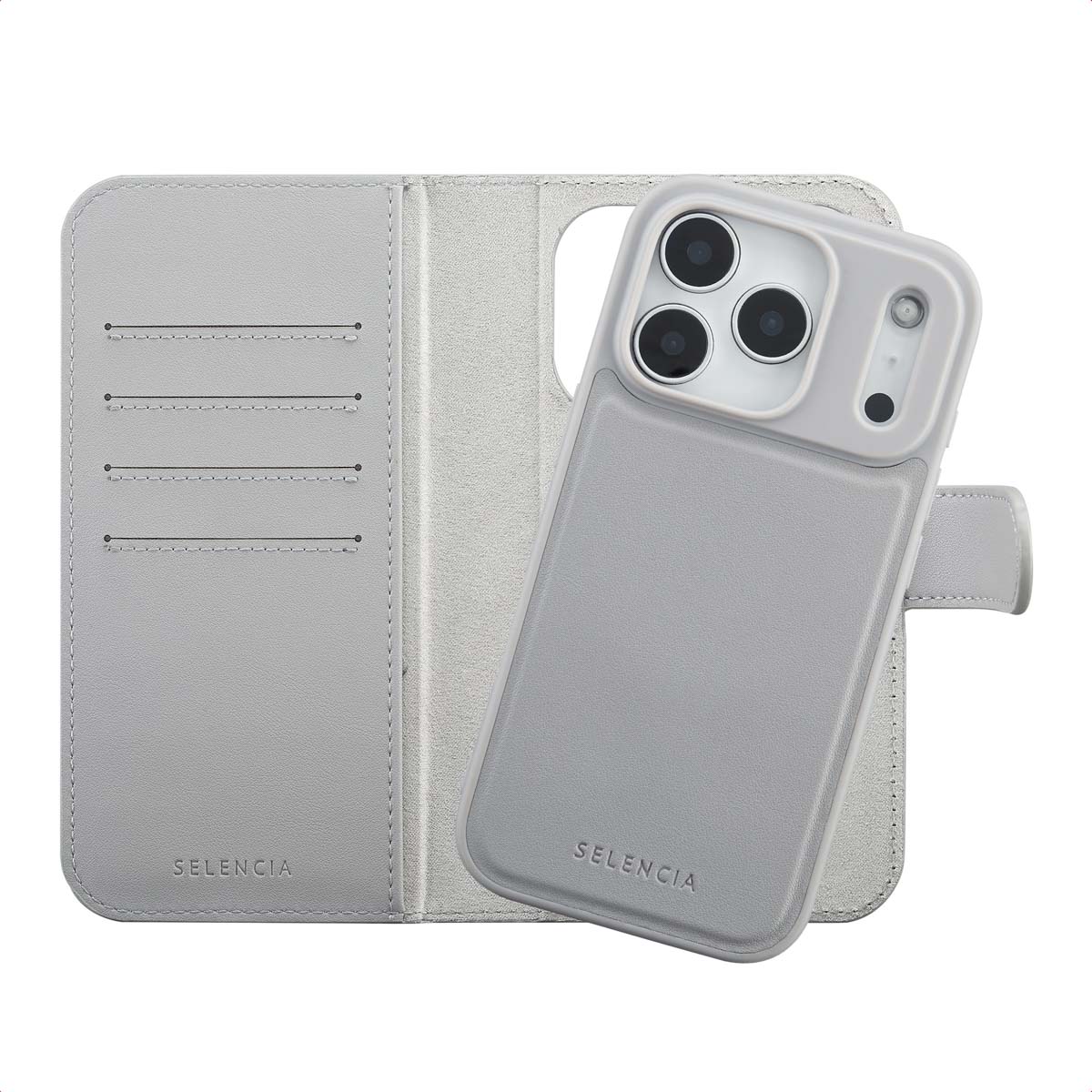Accezz Coque portefeuille Edge amovible avec MagSafe Apple iPhone 18 Pro / 17 Pro - Gris