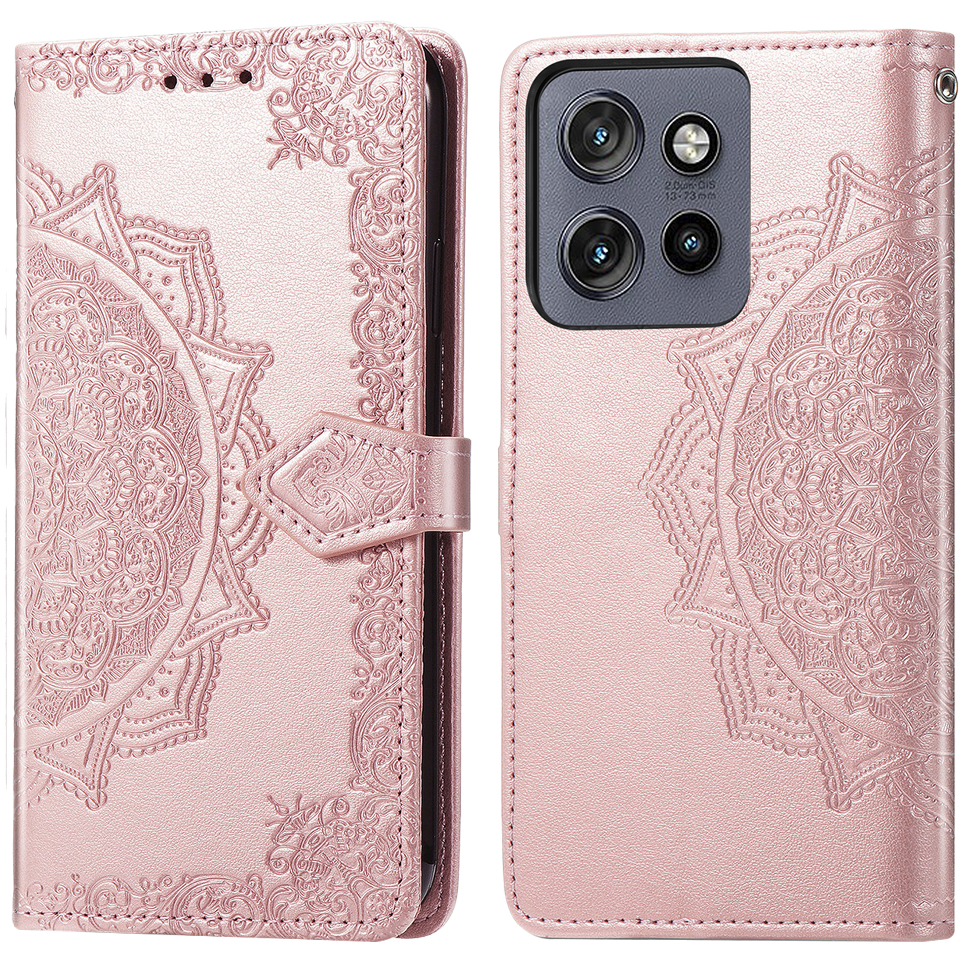 imoshion Mandala Bookcase voor de Motorola Thinkphone 25 / Edge 50 Neo / Edge 60 Neo - Rosé Goud