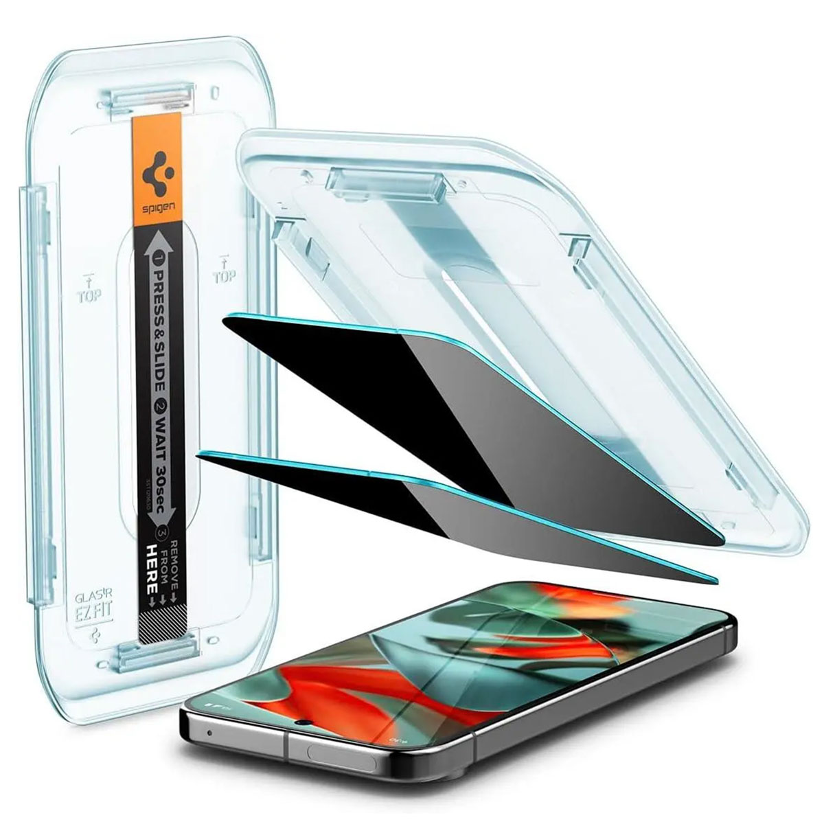 Spigen GLAStR Privacy EZ Fit Screenprotector + Applicator - 2-pack voor de Google Pixel 9 Pro XL / 10 Pro XL