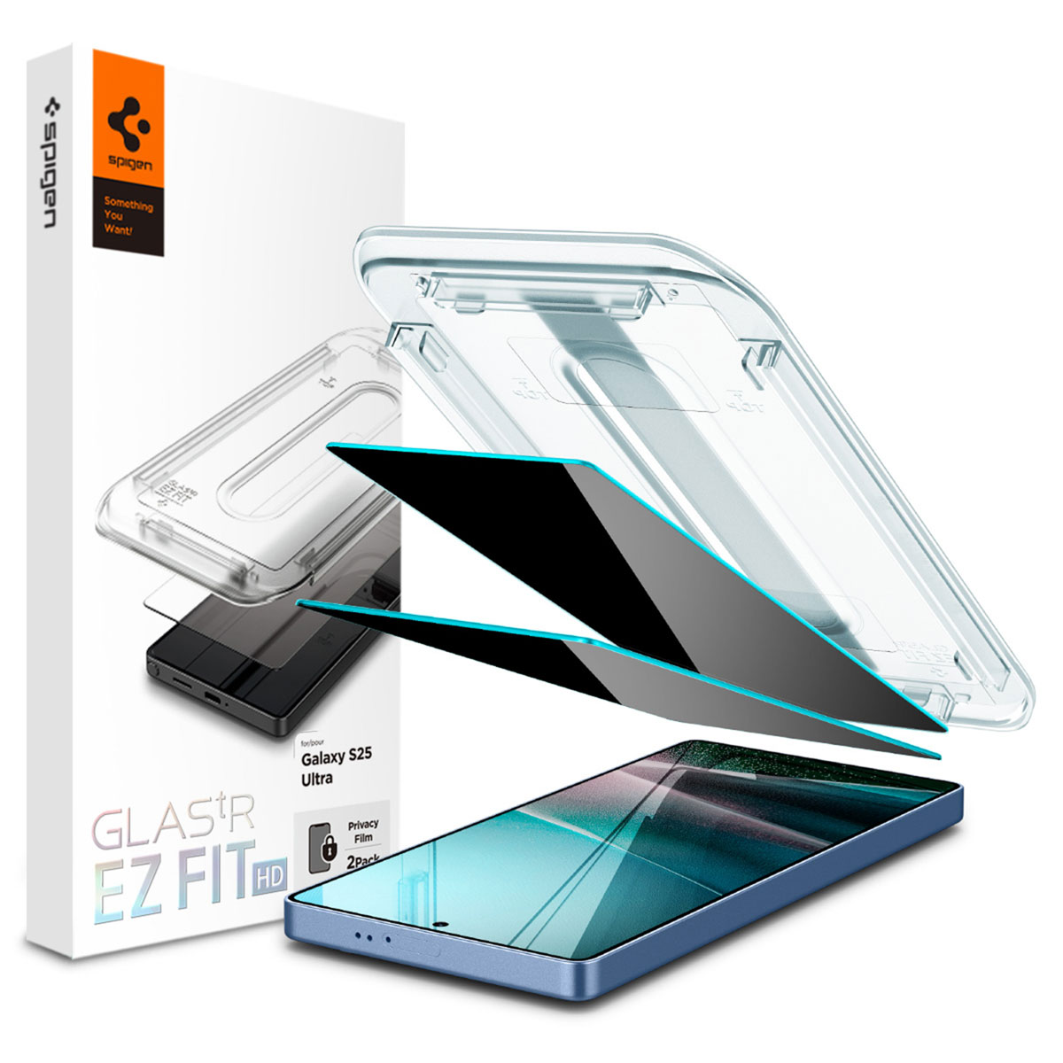 Spigen GLAStR Privacy EZ Fit Screenprotector + Applicator - 2-pack voor de Samsung Galaxy S25 Ultra