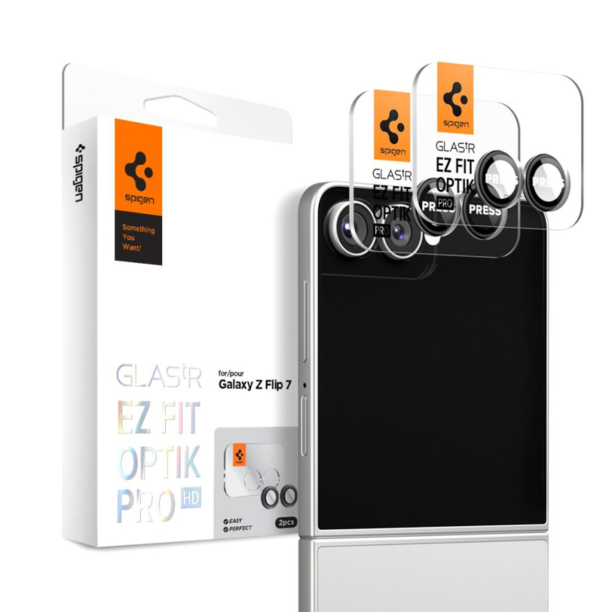 Spigen Optik Pro EZ Fit Lens Protector - Cameralens bescherming (2-pack) voor de Samsung Galaxy Z Flip 7 - Black