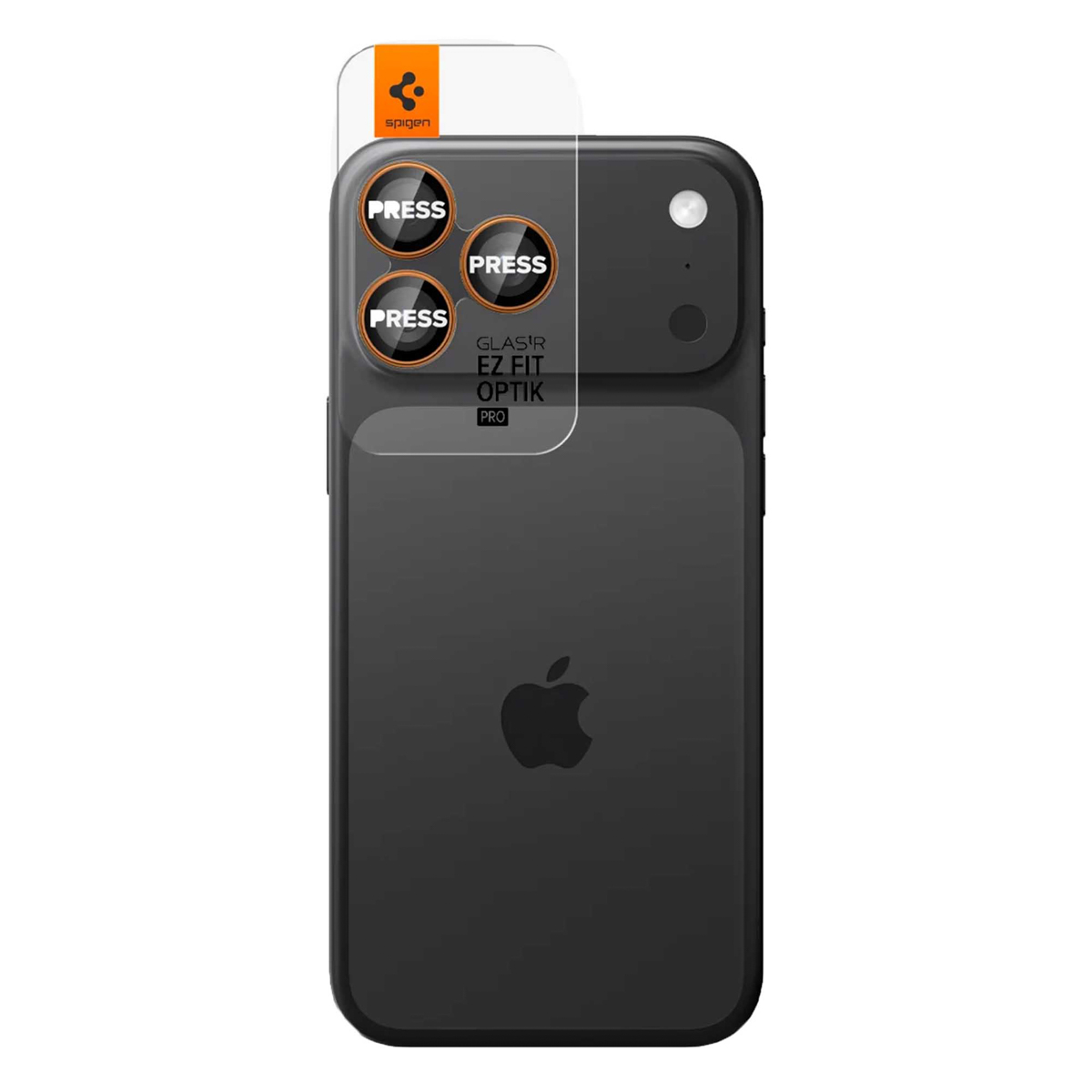 Spigen Optik Pro EZ Fit Lens Protector - Cameralens bescherming (2-pack) voor de Apple iPhone 17 Pro (Max) / 16 Pro (Max) / 15 Pro (Max) / 14 Pro (Max) - Oranje