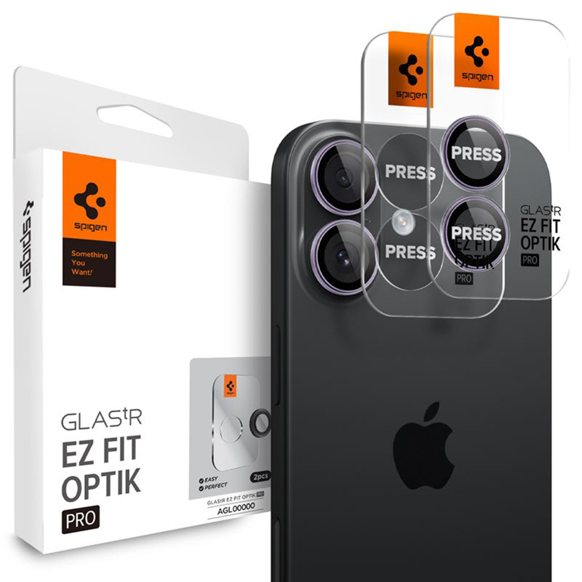 Spigen Optik Pro EZ Fit Lens Protector - Cameralens bescherming (2-pack) voor de Apple iPhone 17 / 16 Plus - Paars