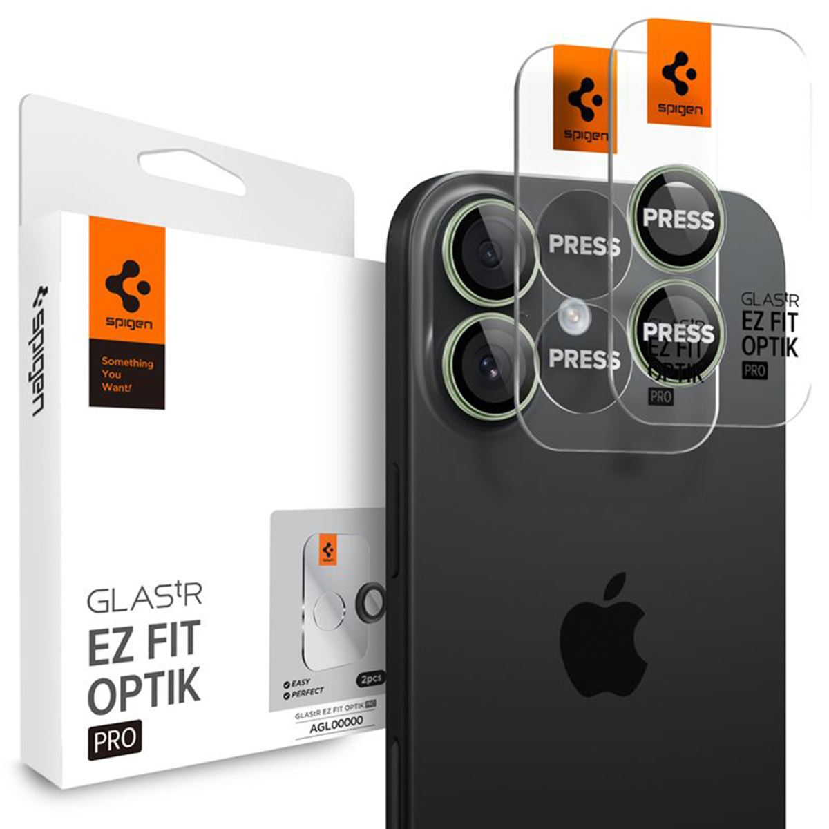 Spigen Optik Pro EZ Fit Lens Protector - Cameralens bescherming (2-pack) voor de Apple iPhone 17 / 16 Plus - Groen