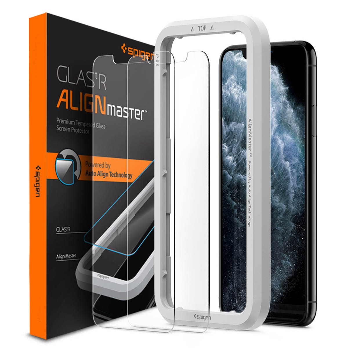 Spigen GLAStR EZ Fit Screenprotector 2 Pack + Applicator voor de Apple iPhone 11 Pro / Xs / X