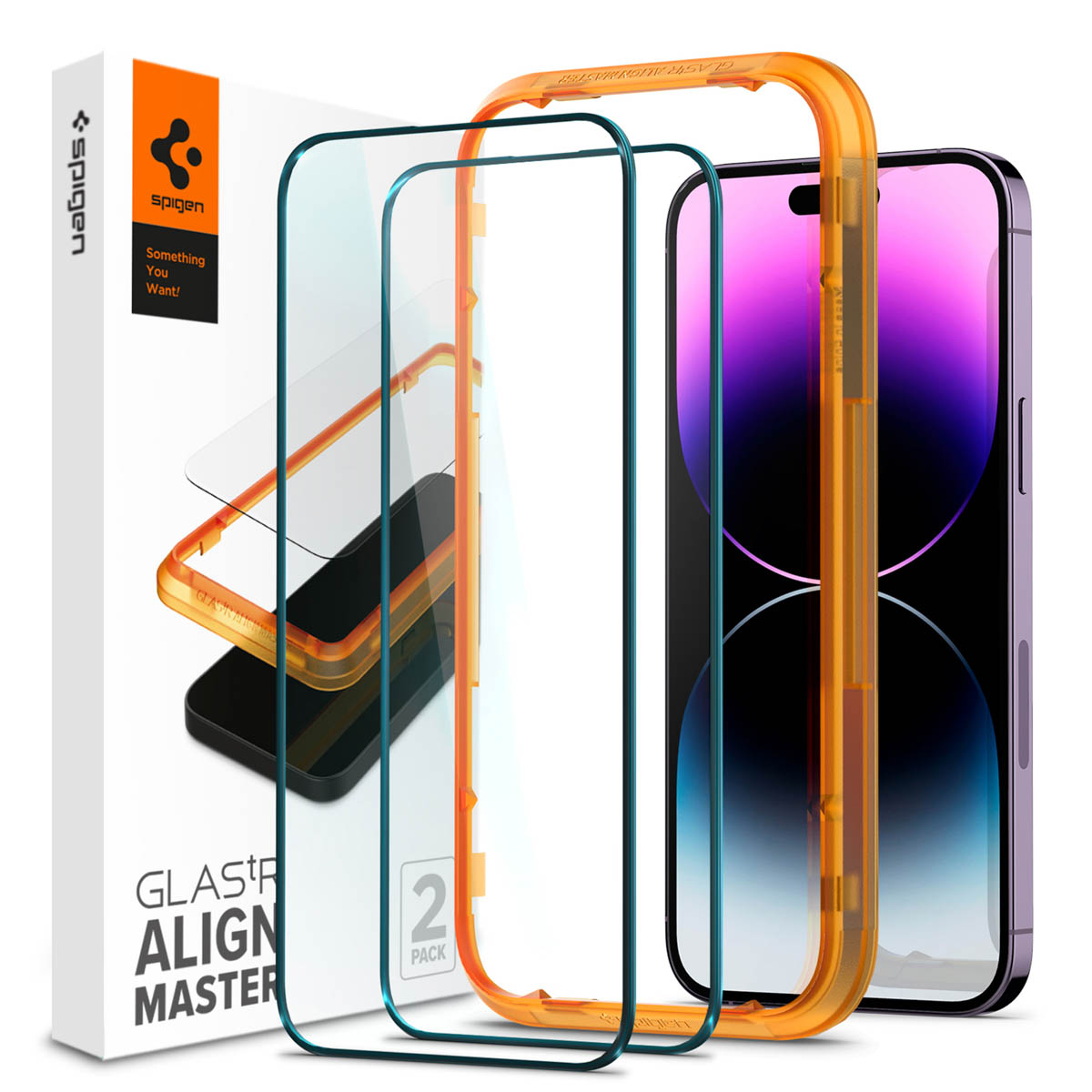 Spigen GLAStR EZ Fit Screenprotector 2 Pack + Applicator voor de Apple iPhone 14 Pro Max