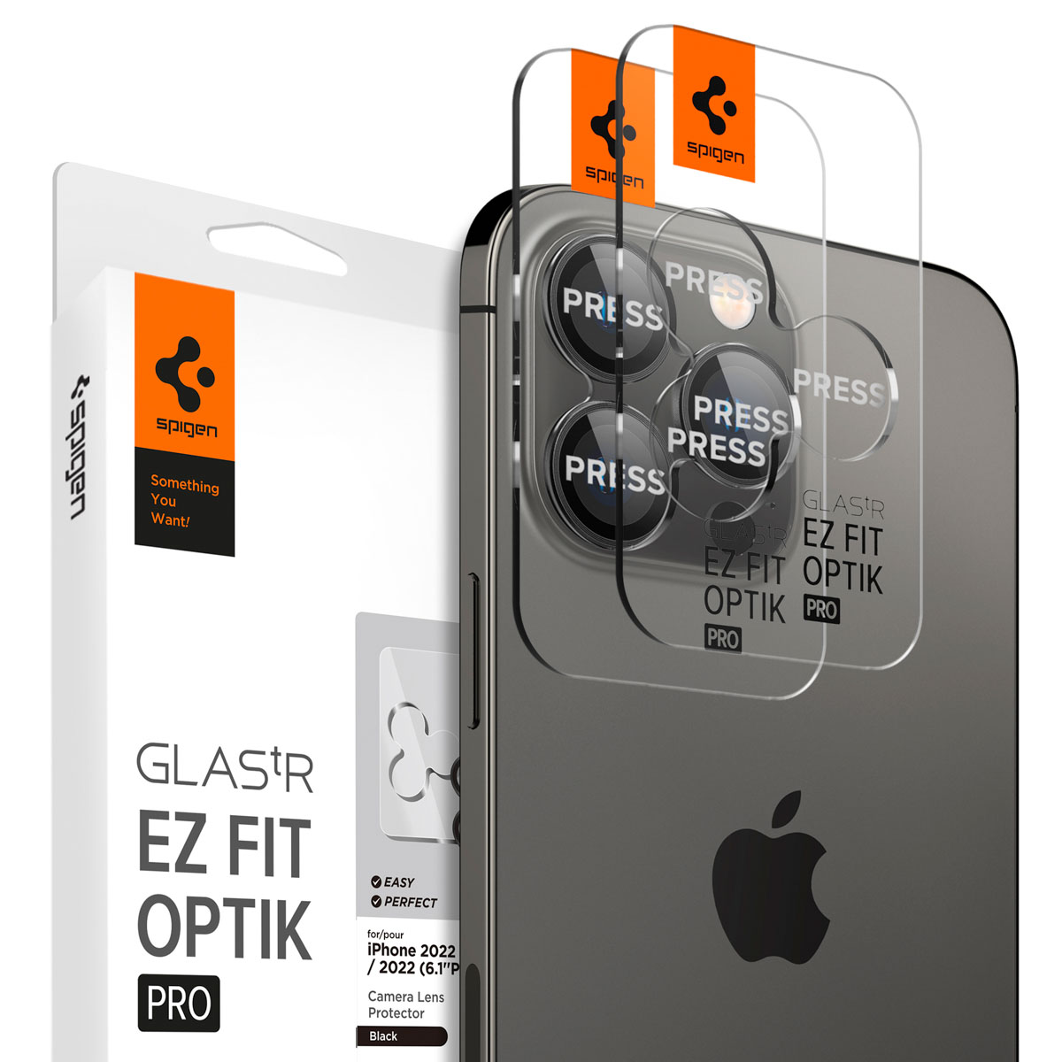 Spigen Optik Pro EZ Fit Lens Protector - Cameralens bescherming (2-pack) voor de Apple iPhone 16 Pro (Max) / 15 Pro (Max) / 14 Pro (Max) - Black