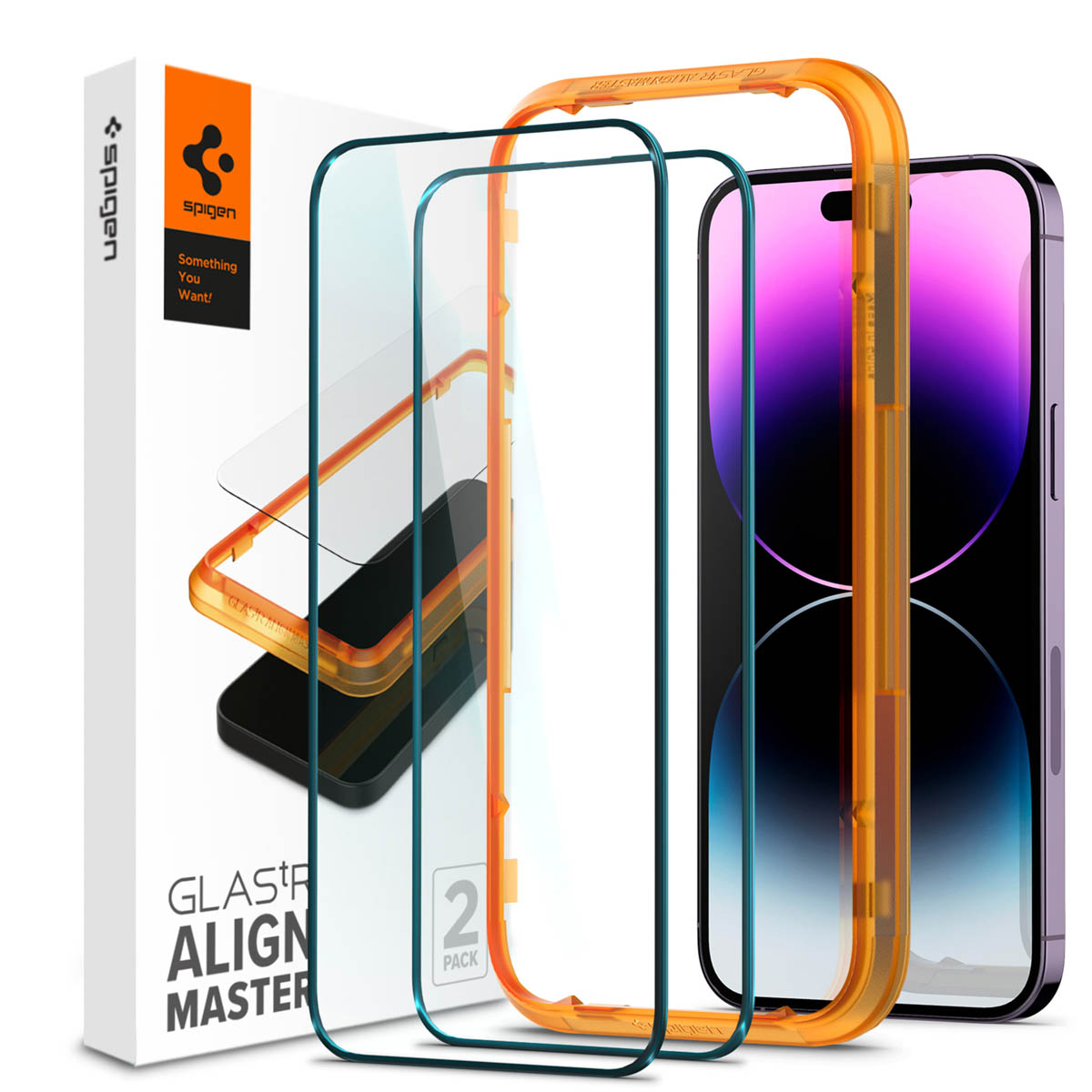 Spigen GLAStR EZ Fit Screenprotector 2 Pack + Applicator voor de Apple iPhone 14 Pro