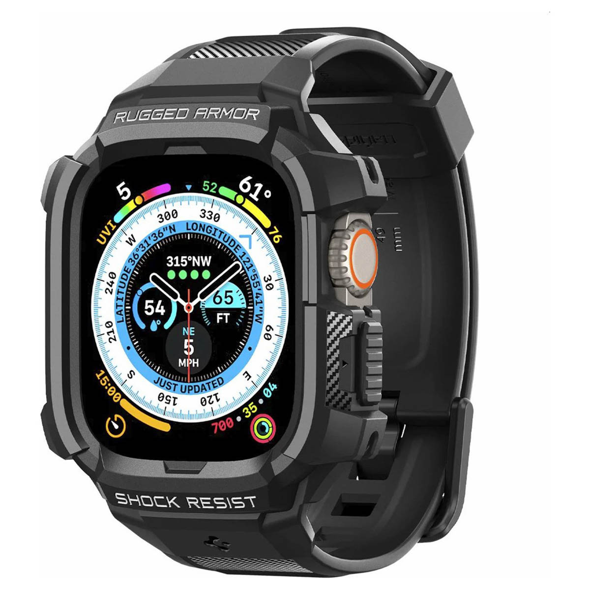 Spigen Rugged Armor™ Pro case voor de Apple Watch Ultra - 49 mm - Zwart