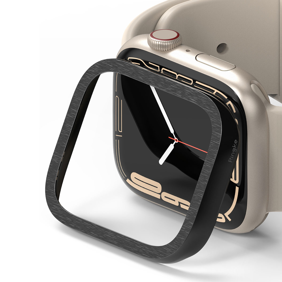 Ringke Style de lunette Apple Watch 7 / 8 / 9 - 41 mm - Hairline Plain Silver