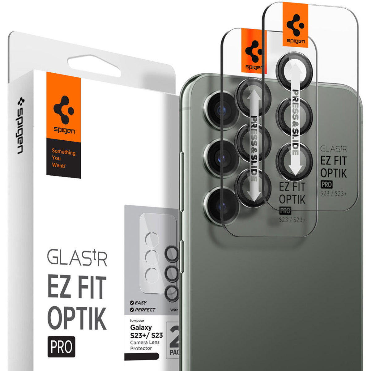 Spigen Optik Lens Protector - Full Camera bescherming (2-pack) voor de Samsung Galaxy S23 / S23 Plus - Zwart