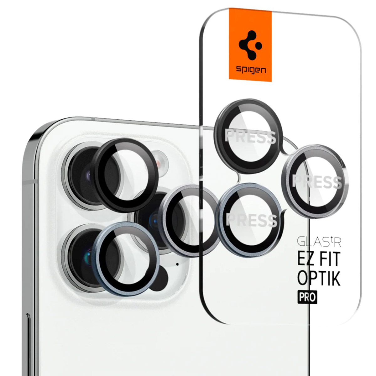 Spigen Optik Pro EZ Fit Lens Protector - Cameralens bescherming (2-pack) voor de Apple iPhone 16 Pro (Max) / 15 Pro (Max) - Zero One