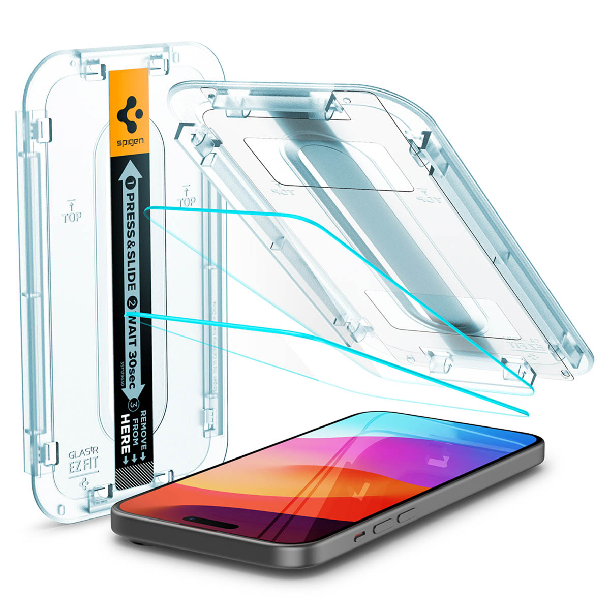 Spigen GLAStR EZ Fit Screenprotector 2 Pack + Applicator voor de Apple iPhone 16 Plus / 15 Plus